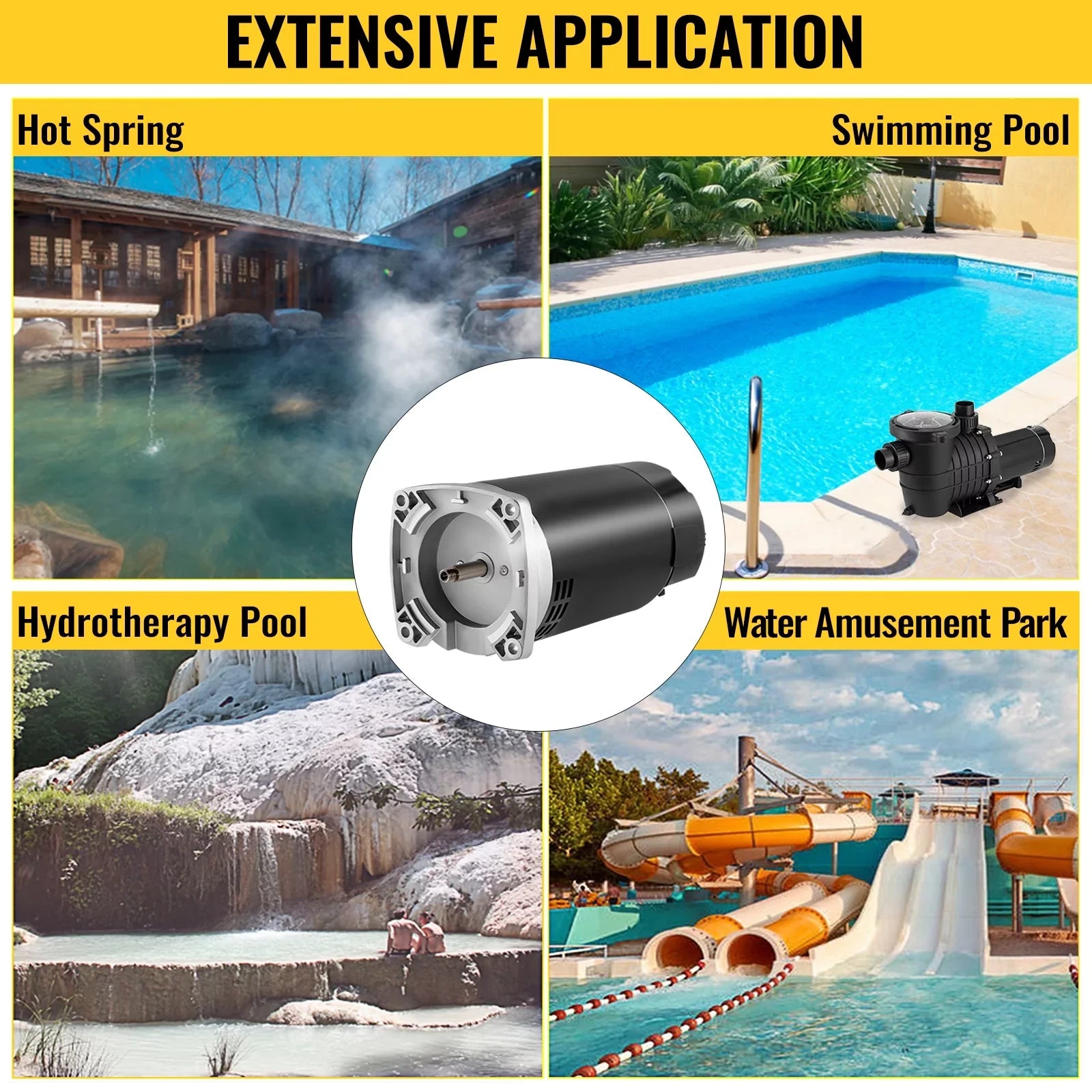 VEVOR 1.5 hp, 3463 rpm, 1 speed, 230/115 volts, 7.88/15.5 amps, 1.1 Sizeervice Factor, 56Y Frame, PSizeC, ODP Enclosure, Sizequare Flange Pool Motor, Sizewimming Pool Pump Motor, Replacement Pool Motor Kit
