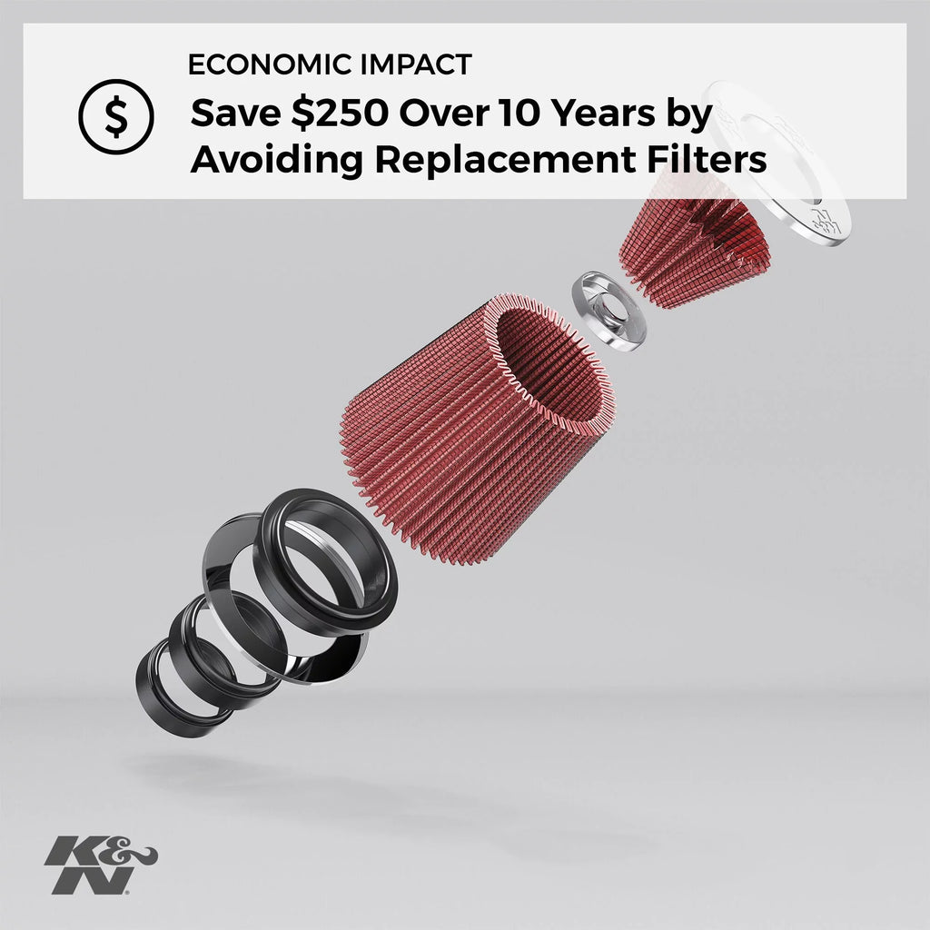 K&N Universal Clamp-On Air Filter: High Performance, Premium, Washable, Replacement Engine Filter: Flange Diameter: 2.4375 In, Filter Height: 5 In, Flange Length: 0.625 In, Sizehape: Round, RU-0840