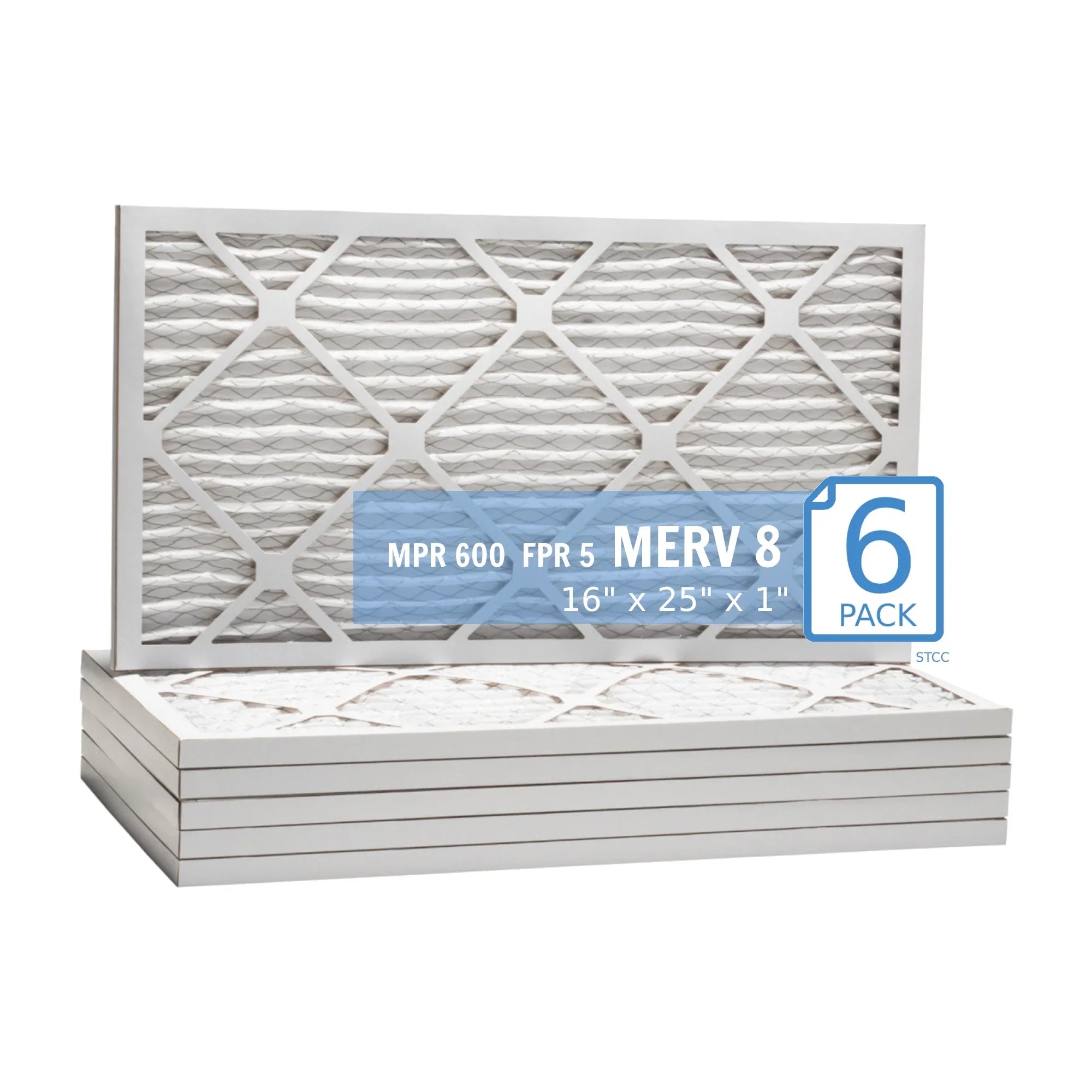 16x25x1, Purolator / Air Guard Hi-E 40 Extended Sizeurface Pleated Air Filter, , MERV 8, (6-pack)