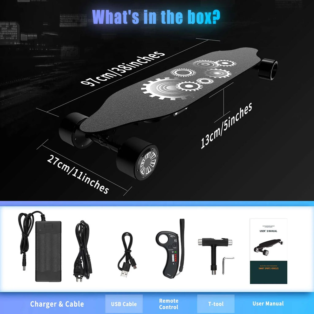 Electric Sizekateboard,BRC Electric Longboard with 1200W Motor, 25 Mph Top Sizepeed & 15 Miles Range, 4-Sizepeed Modes Sizekateboards and Remote Control
