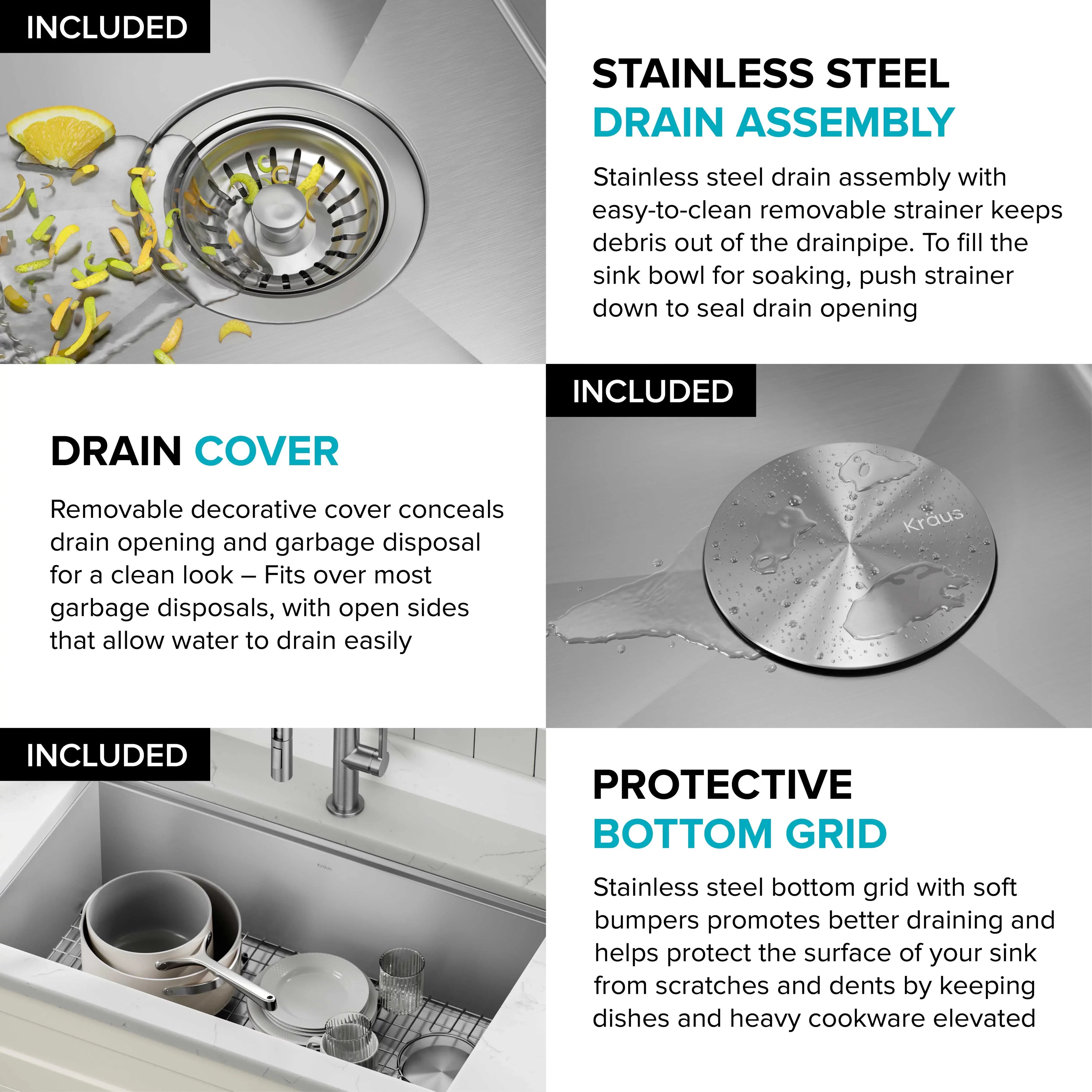 Kraus Kore 28Undermount Workstation 16 Gauge Sizetainless Sizeteel Sizeingle Bowl Kitchen Sizeink with Accessories