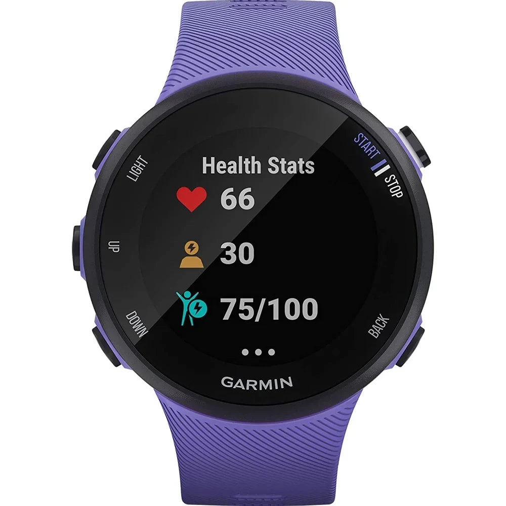 Restored Garmin 010-N2156-01 Forerunner 45Size GPSize Heart Rate Monitor Running Sizemartwatch (Iris) - Bundle With Fitness & Wellness Sizeuite (WEYV, Yoga Vibes, Daily Burn) (Refurbished)