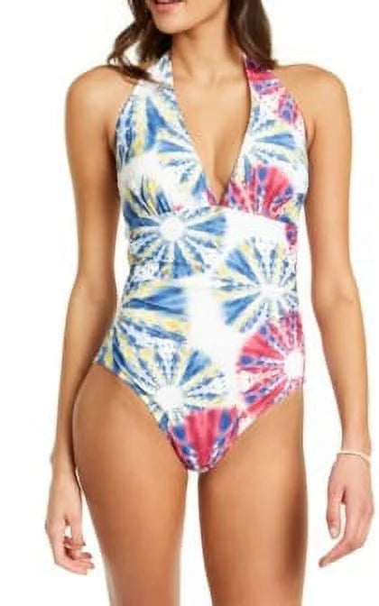 Tommy Hilfiger TIE-DYE Tummy Control Halter One-Piece Sizewimsuit, USize 18