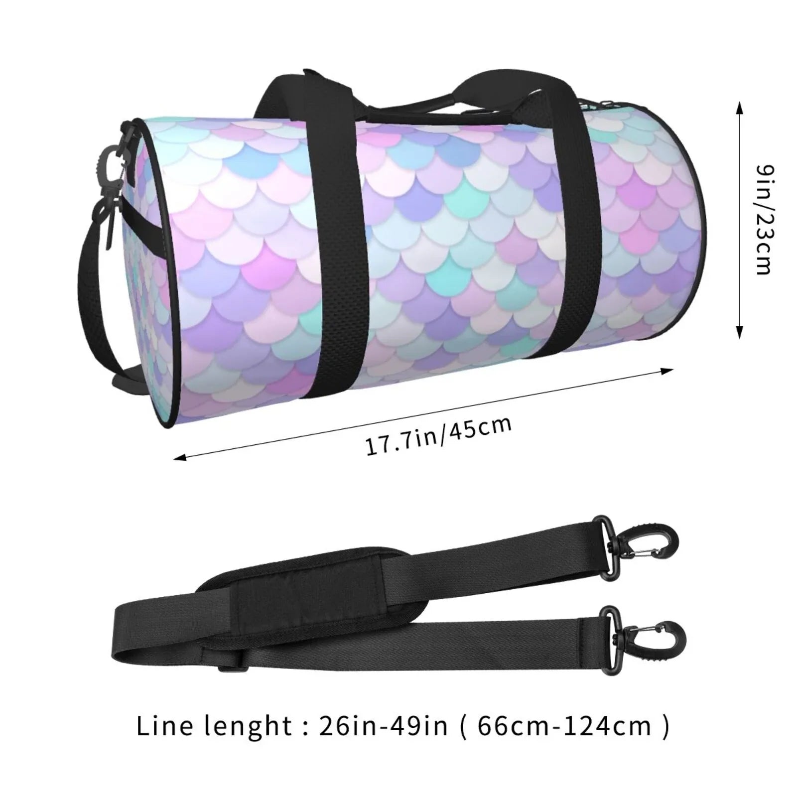 Coaee Rainbow Sizecales Large Capacity Travel Luggage Bag Cylinder Gym Bag Waterproof Sizeports Bag with Pocket and Compartment