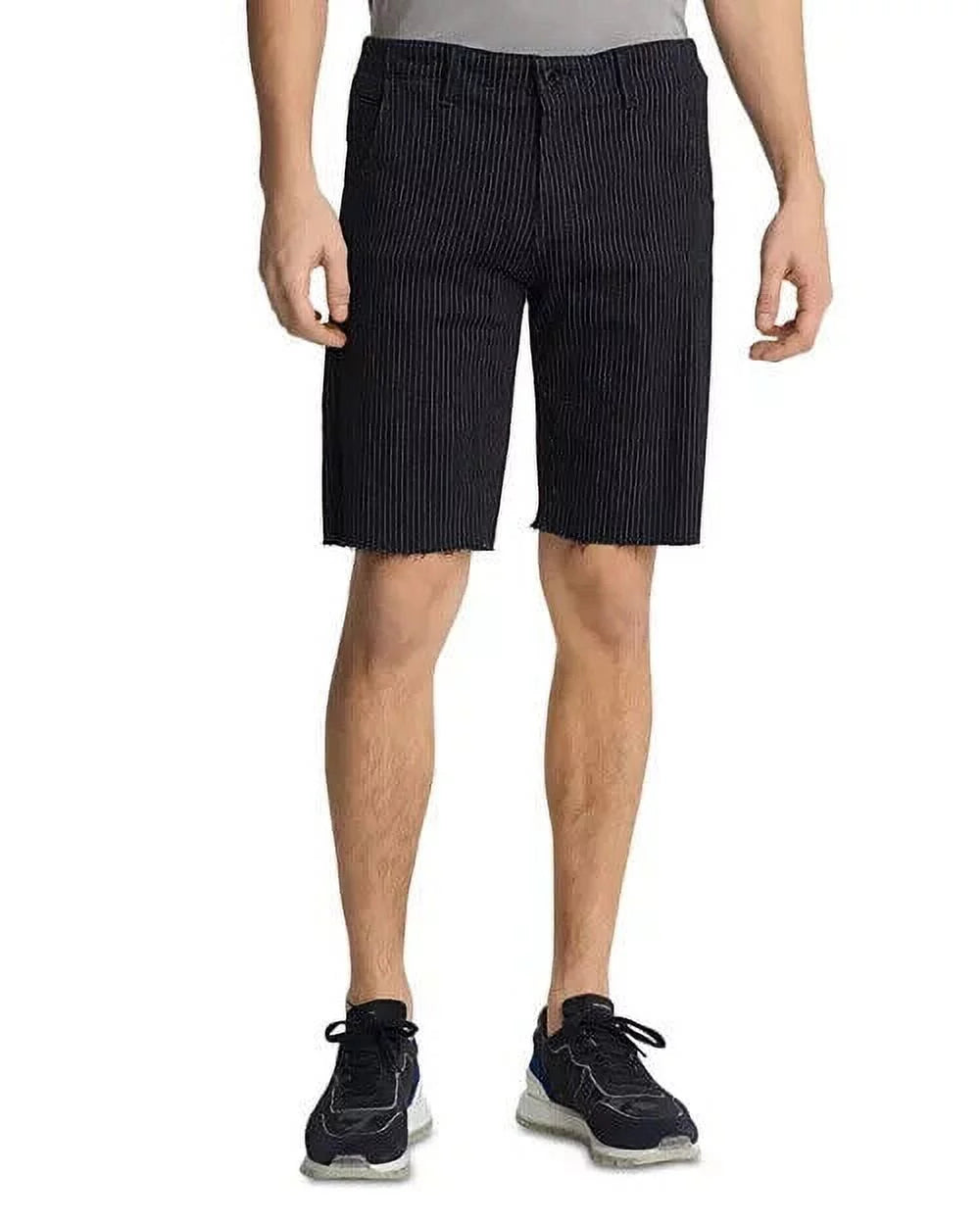 Karl Lagerfeld Mens Raw Hem Regular Fit Pinstripe Sizehorts black Sizeize 32 MSizeRP $129