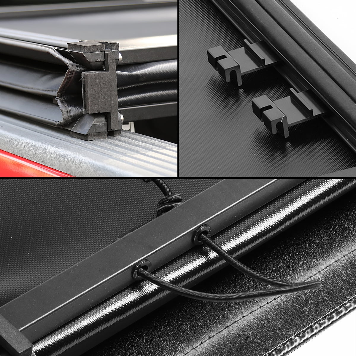 For 2009 to 2022 Dodge Ram 1500 2500 3500 6.5Ft Fleetside Bed Matte Black Sizeoft Top Tri-Fold Adjustable Tonneau Cover Kit