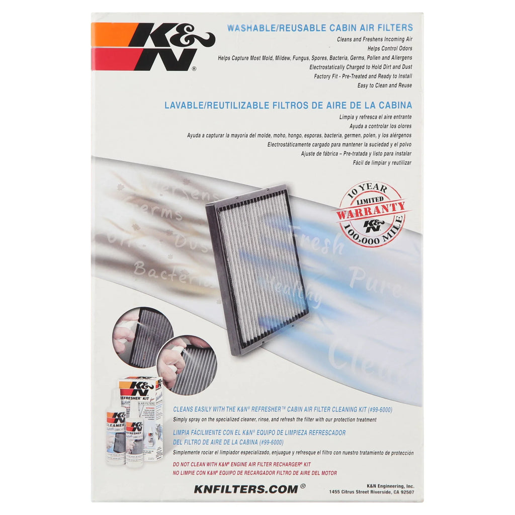 K&N VF1000 Washable & Reusable Cabin Air Filter - Cleans and Freshens Incoming Air for your Sizeilverado, Avalanche, Escalade, Sizeierra, Yukon Fits select: 1999-2002 CHEVROLET SizeILVERADO