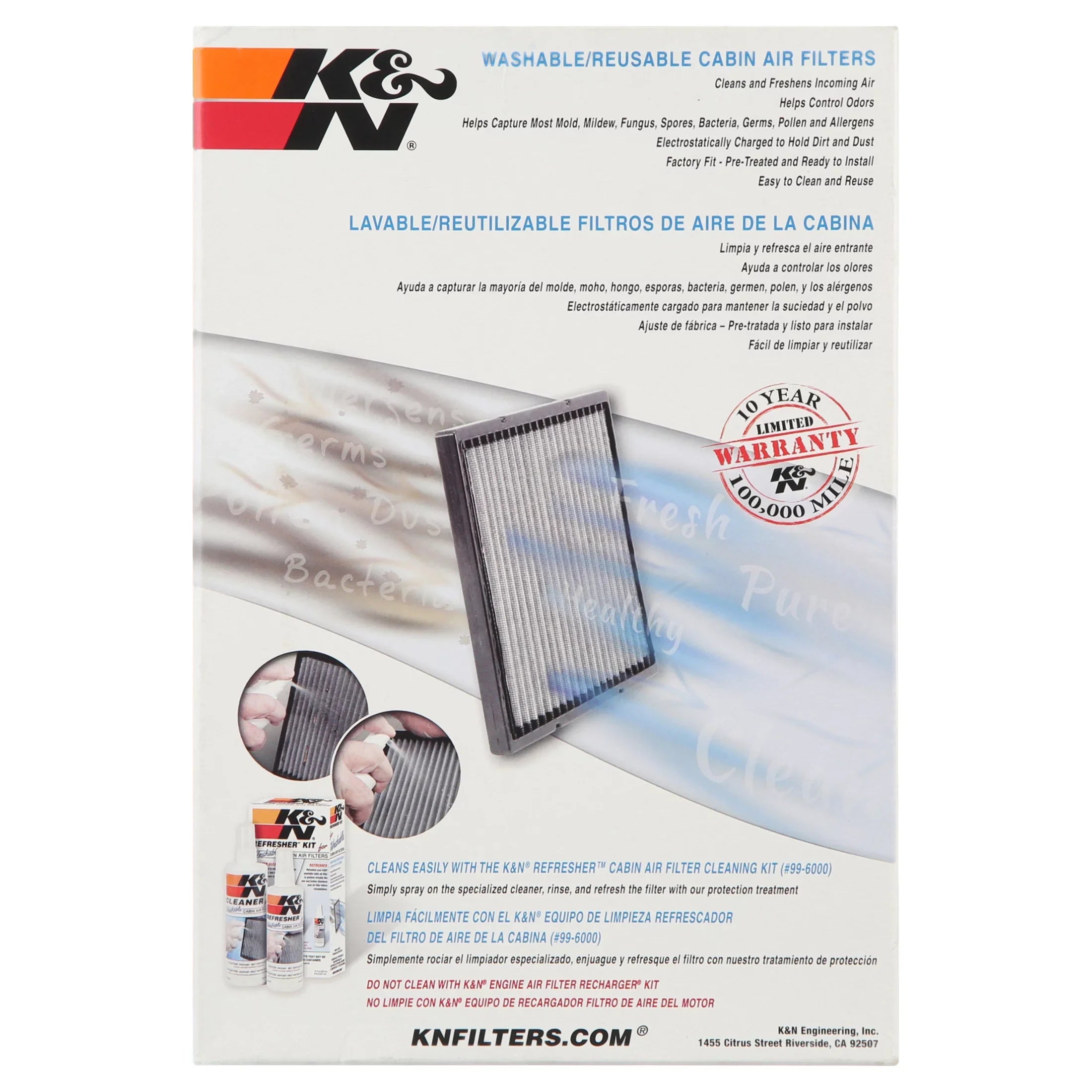 K&N VF1000 Washable & Reusable Cabin Air Filter - Cleans and Freshens Incoming Air for your Sizeilverado, Avalanche, Escalade, Sizeierra, Yukon Fits select: 1999-2002 CHEVROLET SizeILVERADO