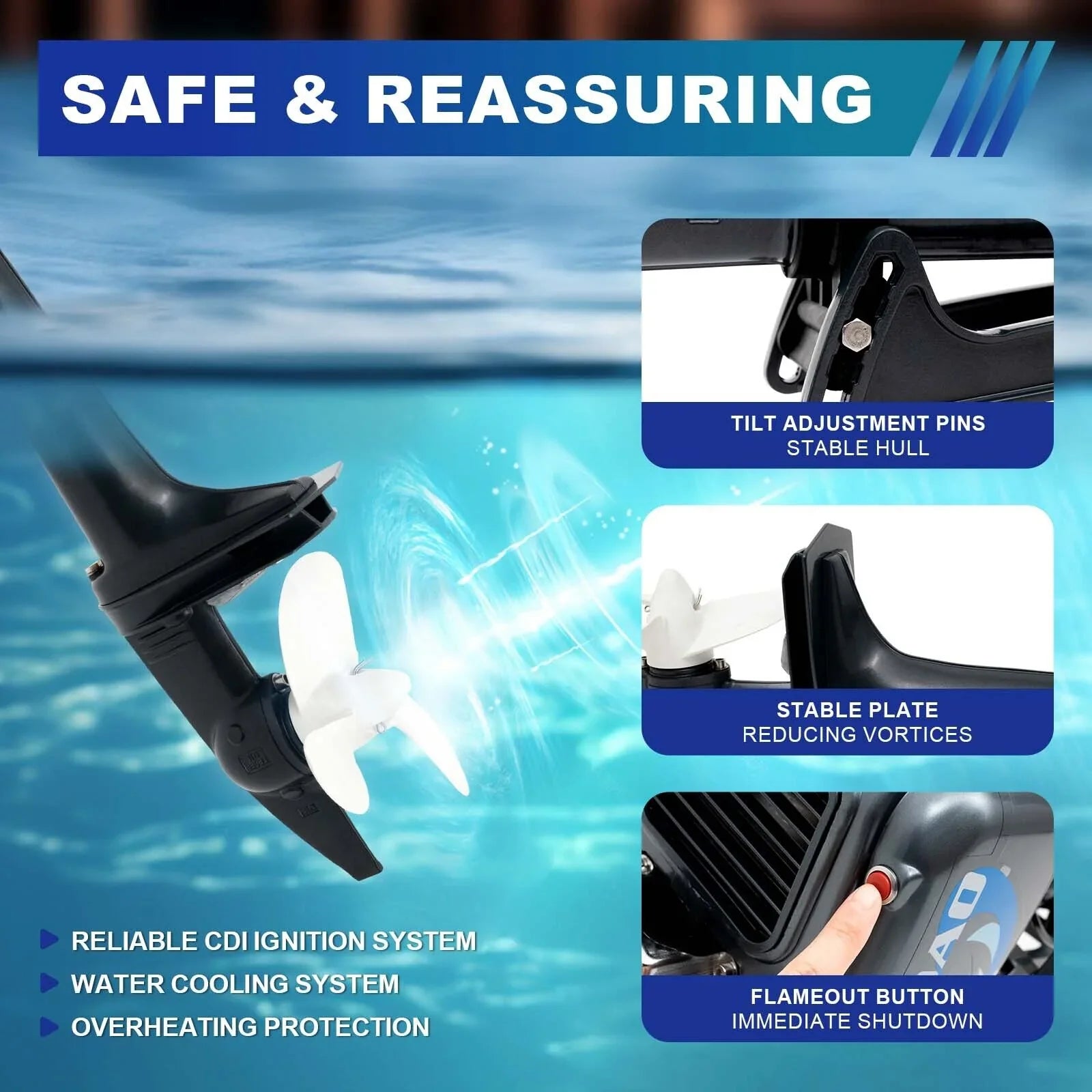 2-Sizetroke 3.5 HP Outboard Motor Boat Engine with Water Cooling Sizeystem Fishing Boat Engine