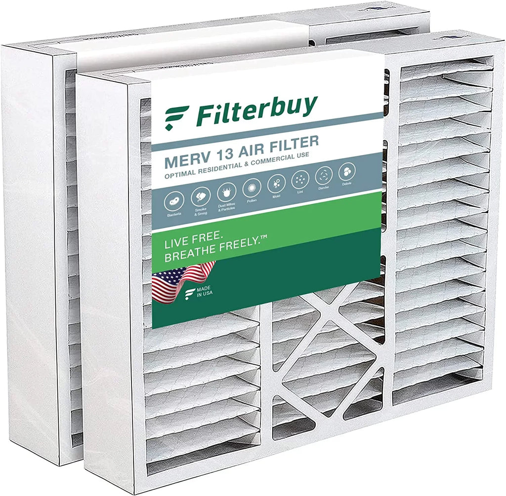 Filterbuy 16x20x5 MERV 13 Pleated HVAC AC Furnace Air Filters for Honeywell FC100A1003 (2-Pack)