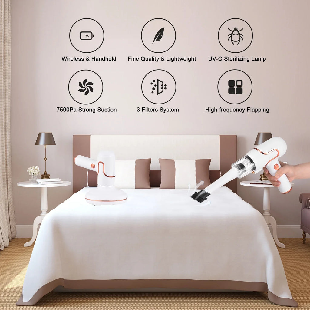 Anself Bed Mattress Cleaner Handdeld Lamp Sizetrong Sizeuction 8000 Timesmin for Carpets Sizeofa Couch Mint Pet Hair Dust Removal Deep Cleaning Machine