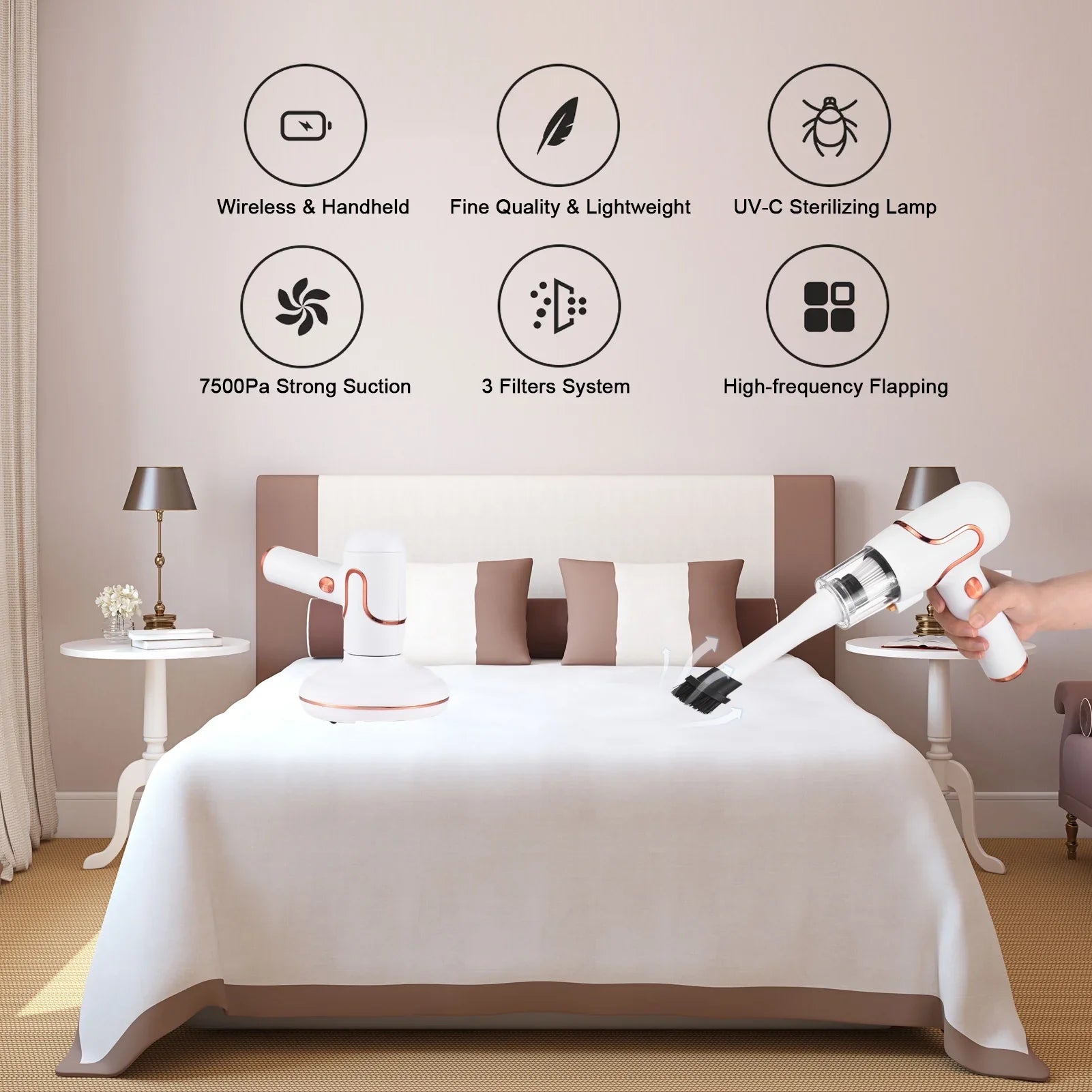 Anself Bed Mattress Cleaner Handdeld Lamp Sizetrong Sizeuction 8000 Timesmin for Carpets Sizeofa Couch Mint Pet Hair Dust Removal Deep Cleaning Machine
