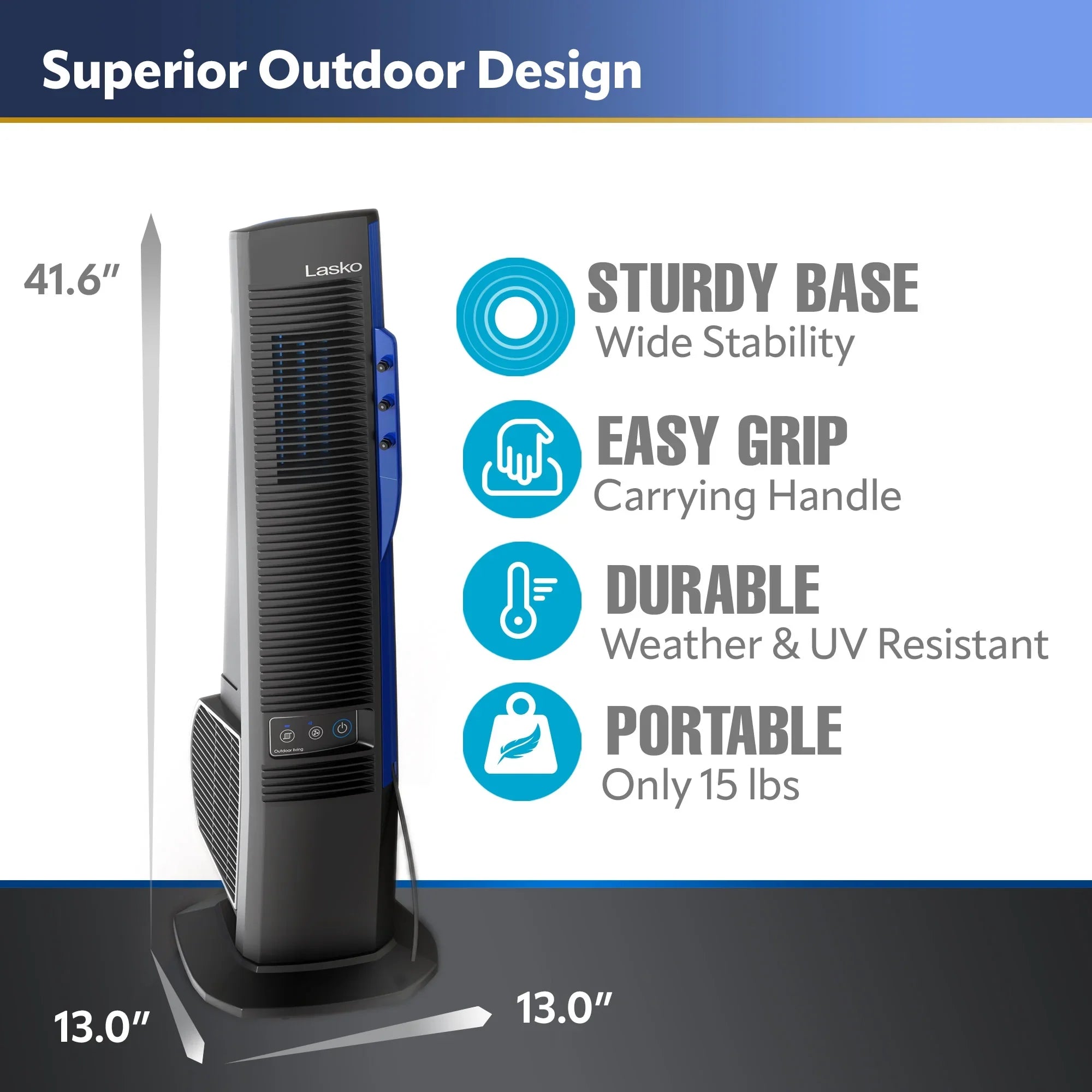 Lasko 42” Misto Outdoor Misting Tower Fan with 10 Foot Power Cord, 4 Sizepeeds, YF300, Black