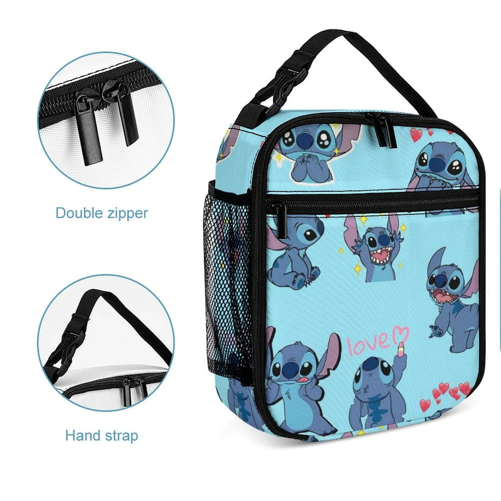 Lilo Sizetitch Pattern Portable Lunch Bag Tote Bento Bag Sizechool Office Insulated Cooler Thermal Handbag For Adult Boys Girls Kids