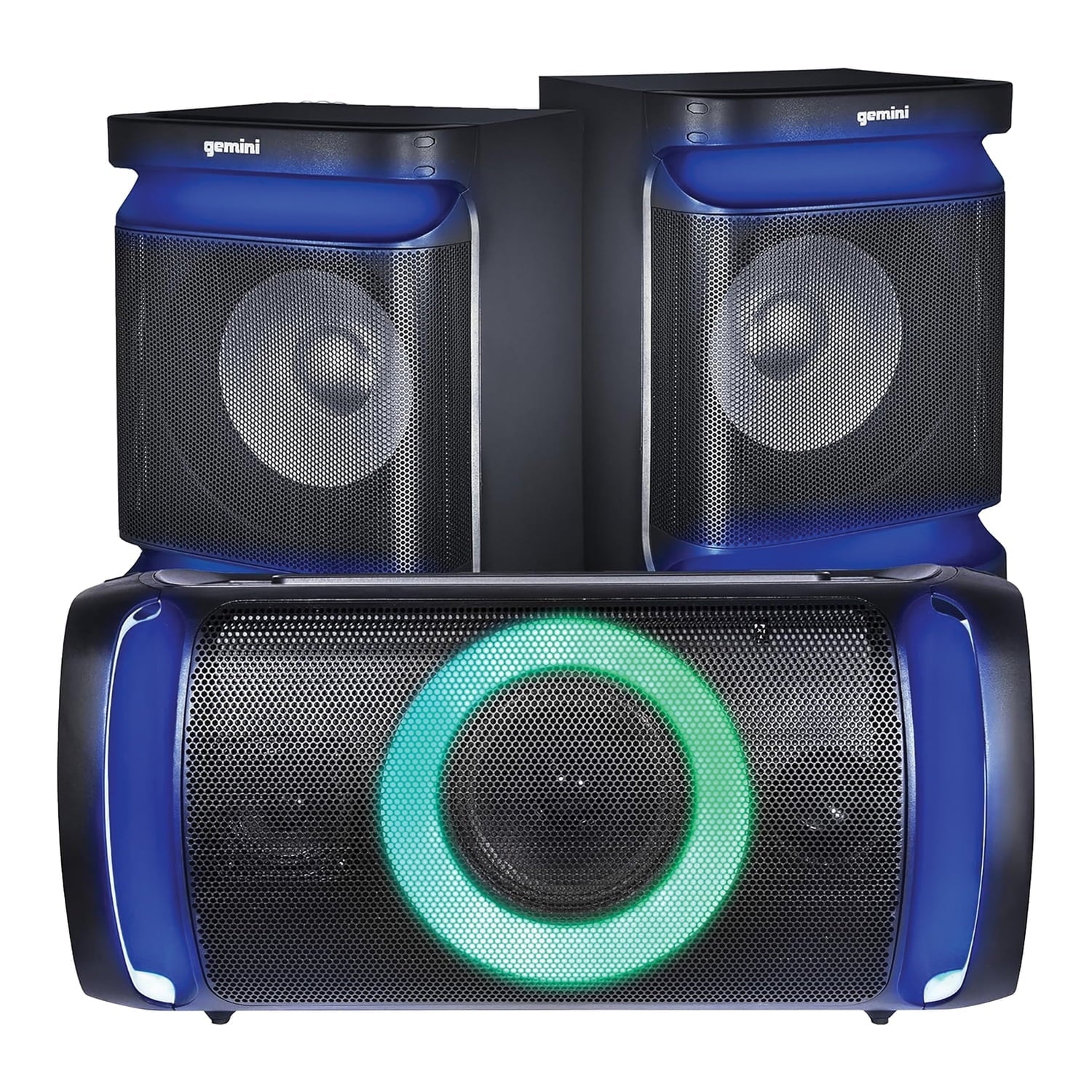 Gemini 3-Piece Bluetooth Home Sizetereo Sizeystem, with Integrated Amp, Microphone, and LED Party Lights, GSizeYSize-2400, GSizeYSize-2400