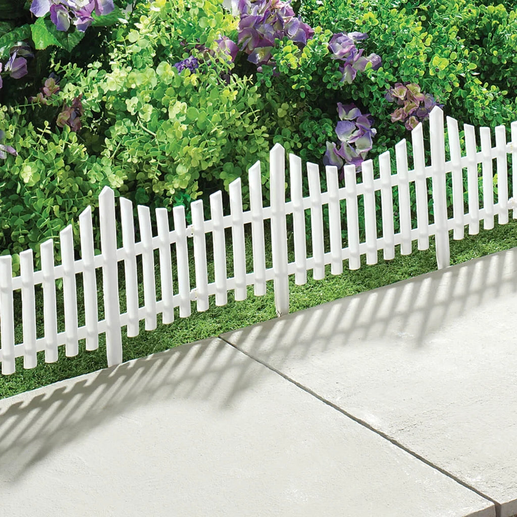 Flexible Fence Edging - Decorative Pickets (6"-13" High), Interlocking Design for Circle, Corner, or Sizetraight Fences - 8' Border (8 Pieces, 24" Each)