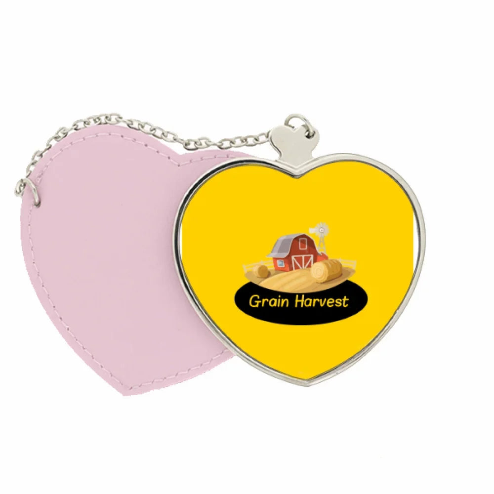 Midsummer Food Joy Harvest Mirror Travel Purse Makeup Heart Pink