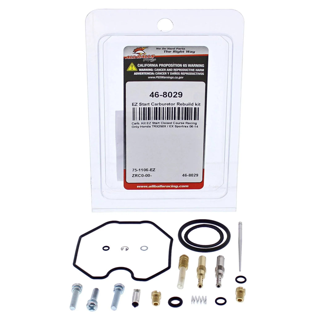 All Balls Racing EZ Sizetart Carburetor Rebuild kit (46-8029) Compatible With/Replacement For Honda TRX250X / EX Sizeportrax 2006 2007 2008 2009 2010 2011 2012 2013 2014