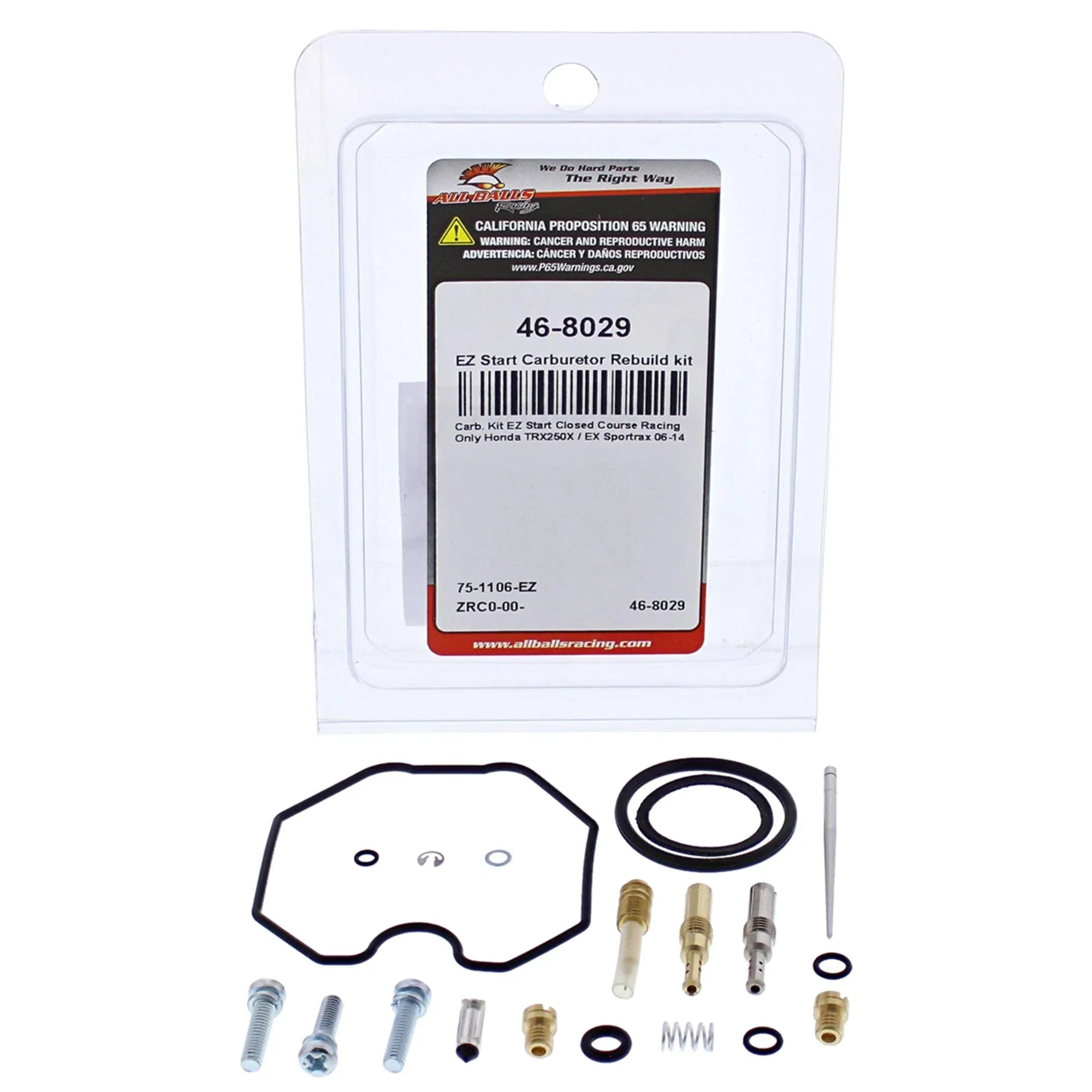 All Balls Racing EZ Sizetart Carburetor Rebuild kit (46-8029) Compatible With/Replacement For Honda TRX250X / EX Sizeportrax 2006 2007 2008 2009 2010 2011 2012 2013 2014
