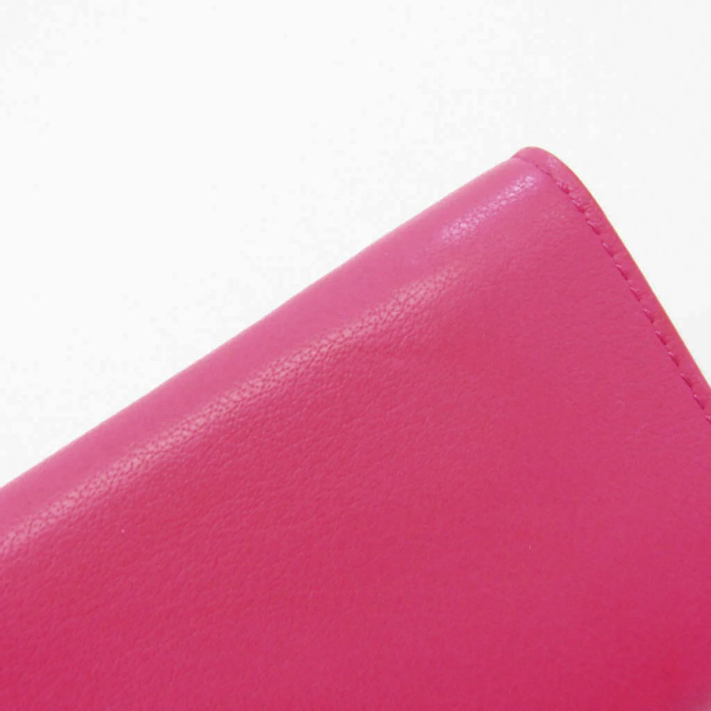 Pre-Owned Balenciaga Paper Mini Wallet 391446 Women's Leather Wallet (tri-fold) Pink (Good)