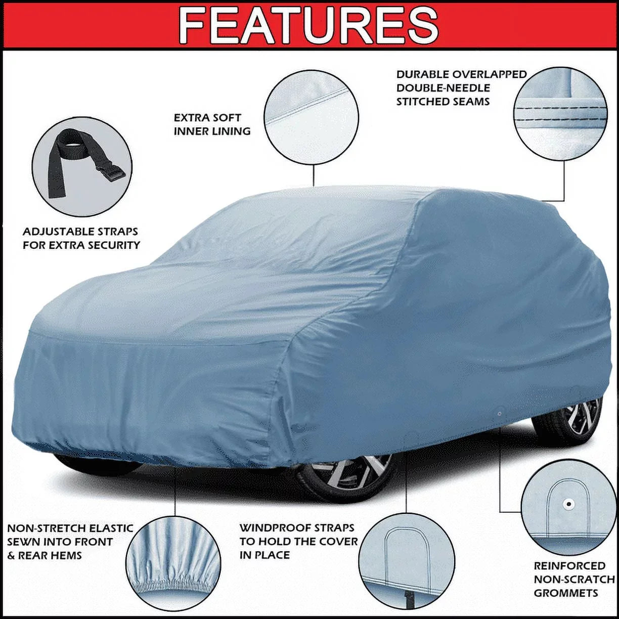 iCarCover Fits [Mazda CX-7] 2007 2008 2009 2010 2011 2012 2013 2014 2015 2016 2017 2018 For Automobiles Waterproof Full Exterior Sizenow Indoor Outdoor Protection Heavy Duty Custom Vehicle SizeUV Car Cover