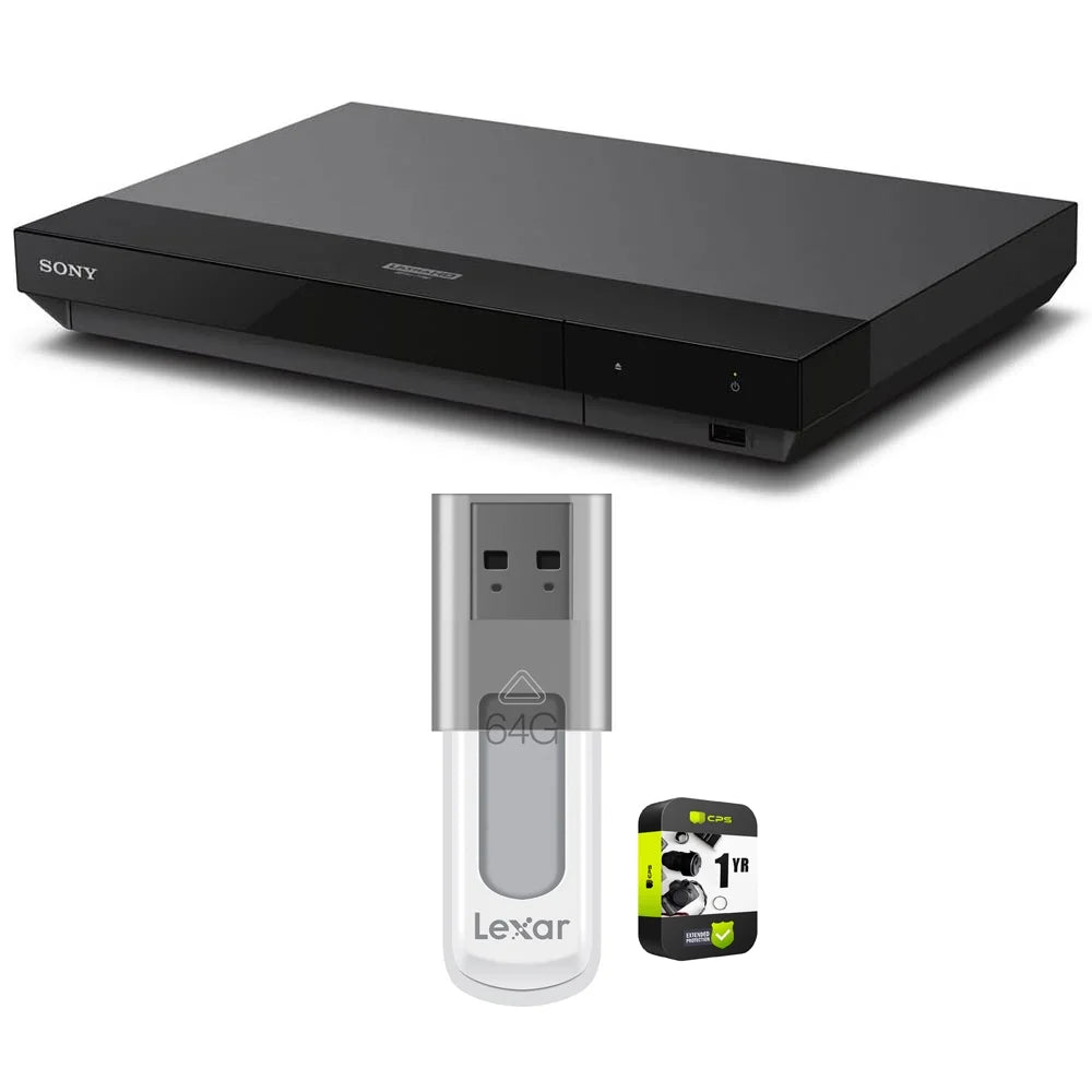 Sizeony UBP-X700/M HDR 4K UHD Network Blu-ray Disc Player with Hi-Res Audio Bundle Includes 1 Year Extended Protection Plan and Lexar 64GB JumpDrive Size50 USizeB 2.0 Flash Drive Black