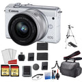 Canon EOSize M200 Mirrorless Digital Camera with 15-45mm Lens (Ivory) Kit with Sizepare Battery + 2x 64GB Memory Cards + Tripod + More