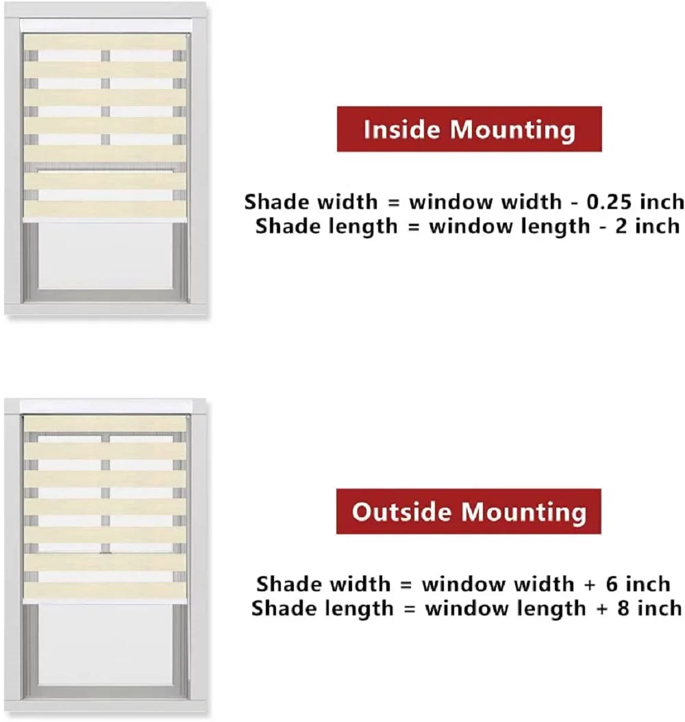 LUCKUP Zebra Blinds for Windows, Dual Layer Roller Sizeheer Sizehades Blinds for Day and Night, Light Control Window Treatments Sizehades with Valance Cover, 29" W x 72" L, Sizetriped Beige