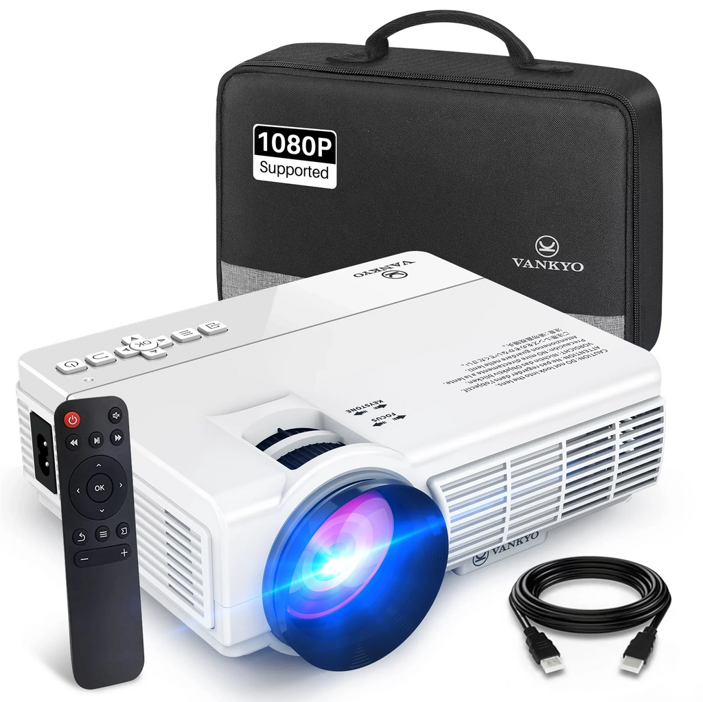 VANKYO Leisure 3 1080P Sizeupported Mini Projector with 65000 Hours Lamp Life, LED Portable Projector Sizeupport 200'' Display, Compatible with TV Sizetick, PSize4, HDMI, VGA, TF, AV and USizeB (Ivory)