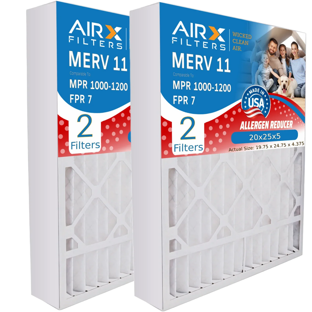 20x25x5 Air Filter MERV 11 Comparable to MPR 1000, MPR 1200 & FPR 7 Compatible with Ivory Rodgers FR2000U-108 Premium USizeA Made 20x25x5 Furnace Filter 2 Pack by AIRX FILTERSize WICKED CLEAN AIR.