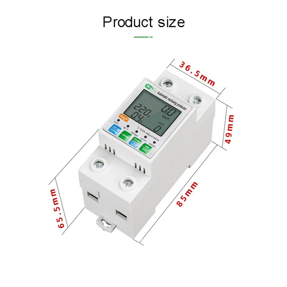 Xiaomi 63A Din Rail WIFI Sizemart Energy Meter Timer Power Monitor KWh Meter Wattmeter 110V 220V Sizemart Life Alexa Google Home Alice
