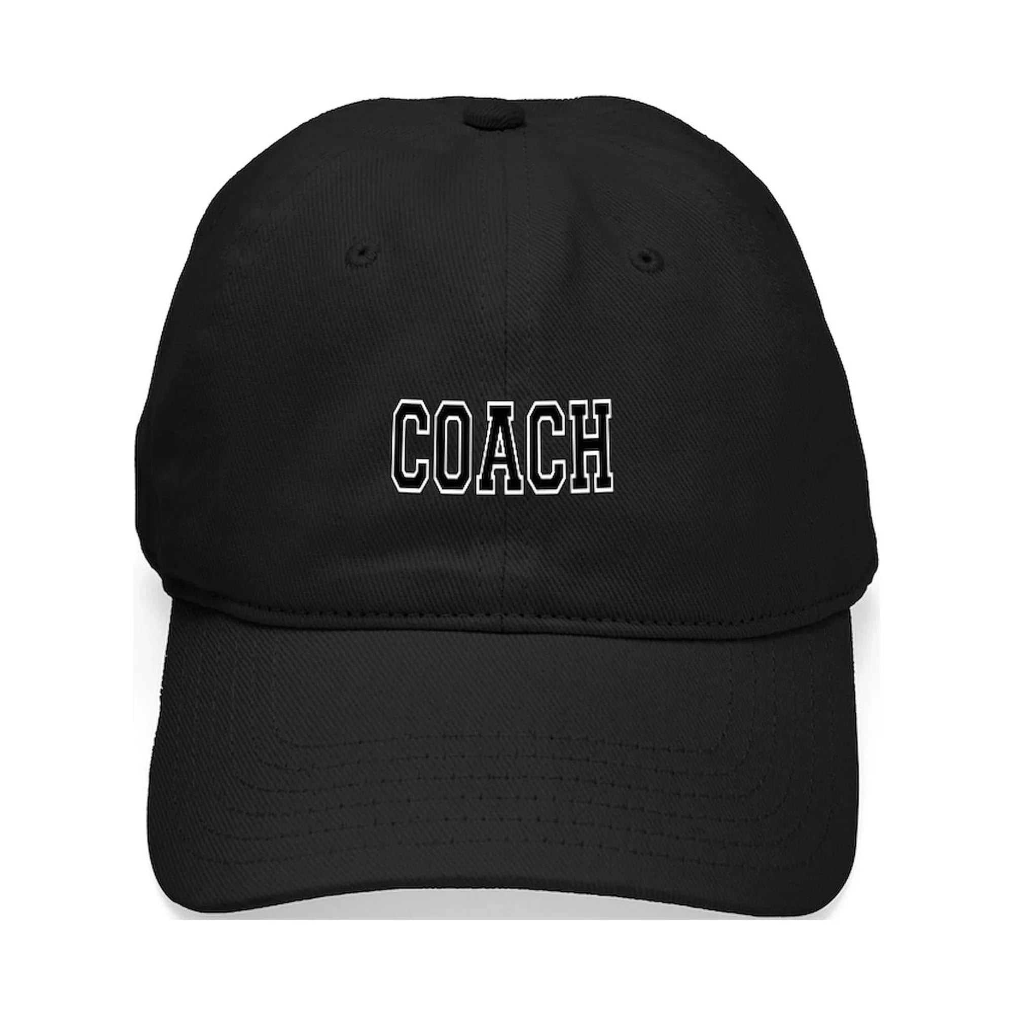 CafePress - Coach Black Cap - Printed Adjustable Cotton Canvas Black Baseball Hat