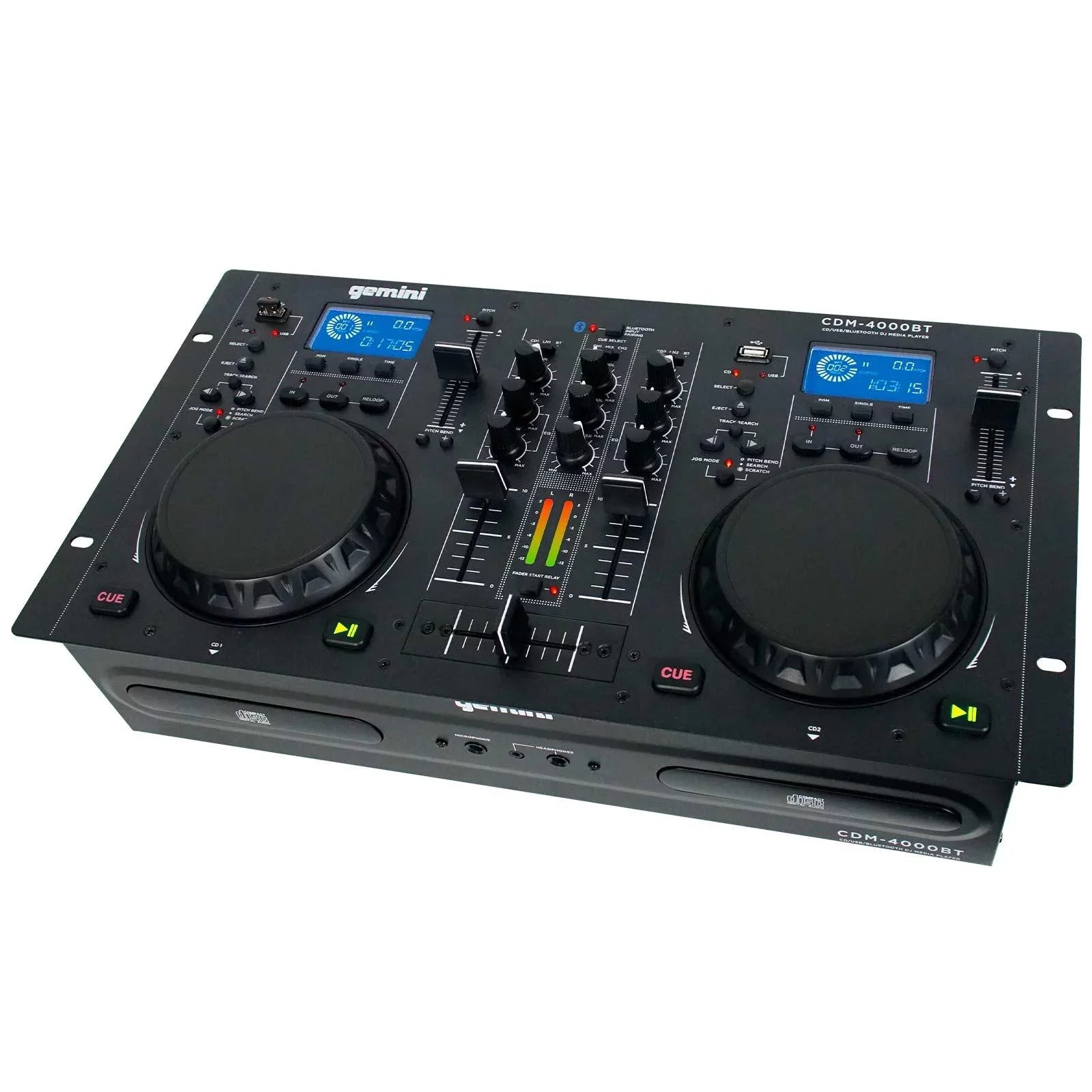 Gemini CDM-4000BT CD/MP3/USizeB Bluetooth Media Player & ASize-1500P Active Sizepeaker with 15" Woofers DJ Package