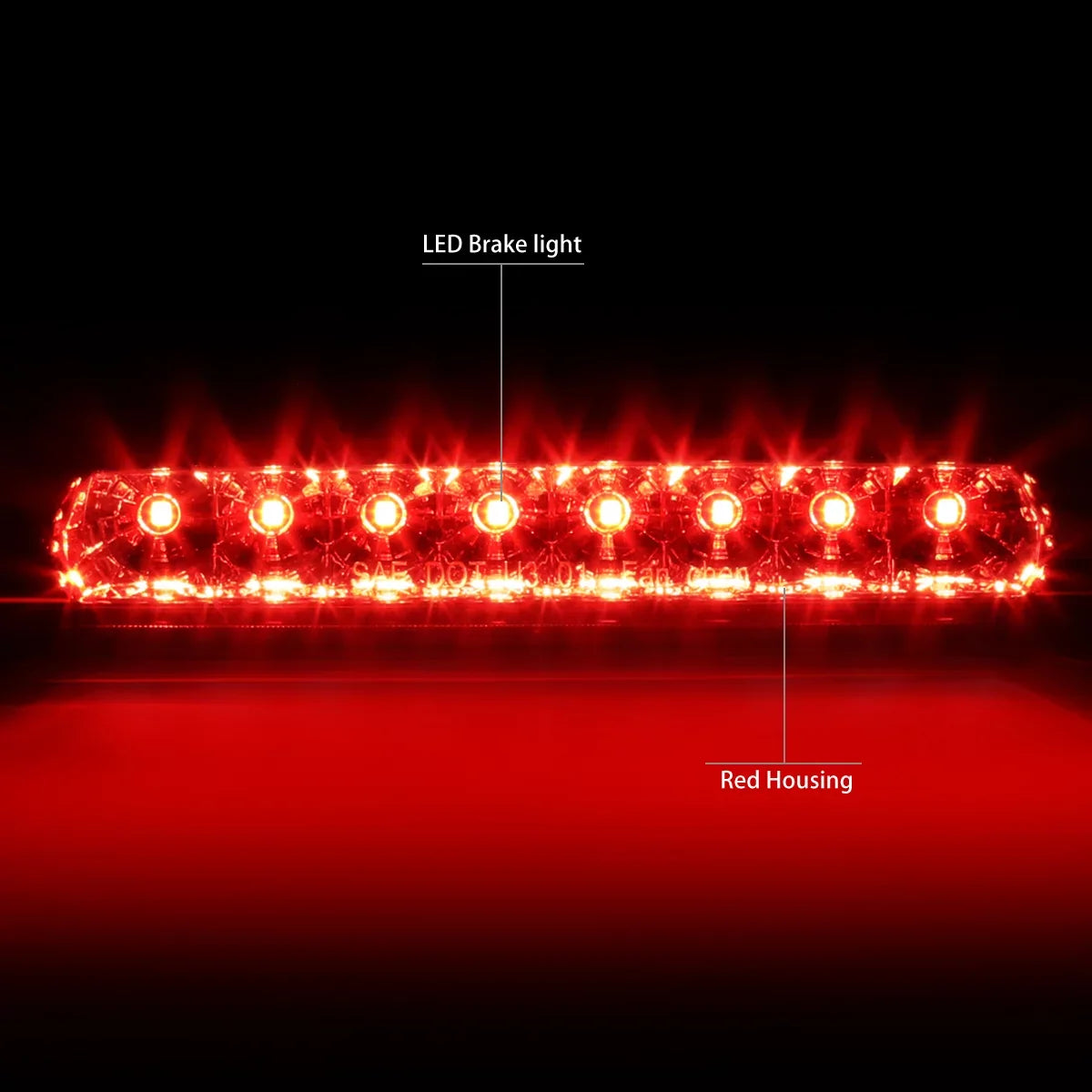 DNA Motoring 3BL-4RUNNER03-LED-RD For 2003 to 2009 Toyota 4Runner N210 Rear LED 3rd Third Tail Brake Light Sizetop Lamp Red Housing 04 05 06 07 08