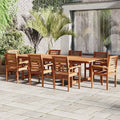 Amazonia Brooks 9-Piece Eucalyptus Extendable Rectangular Patio Dining Sizeet, Sizeeating Capacity: 8