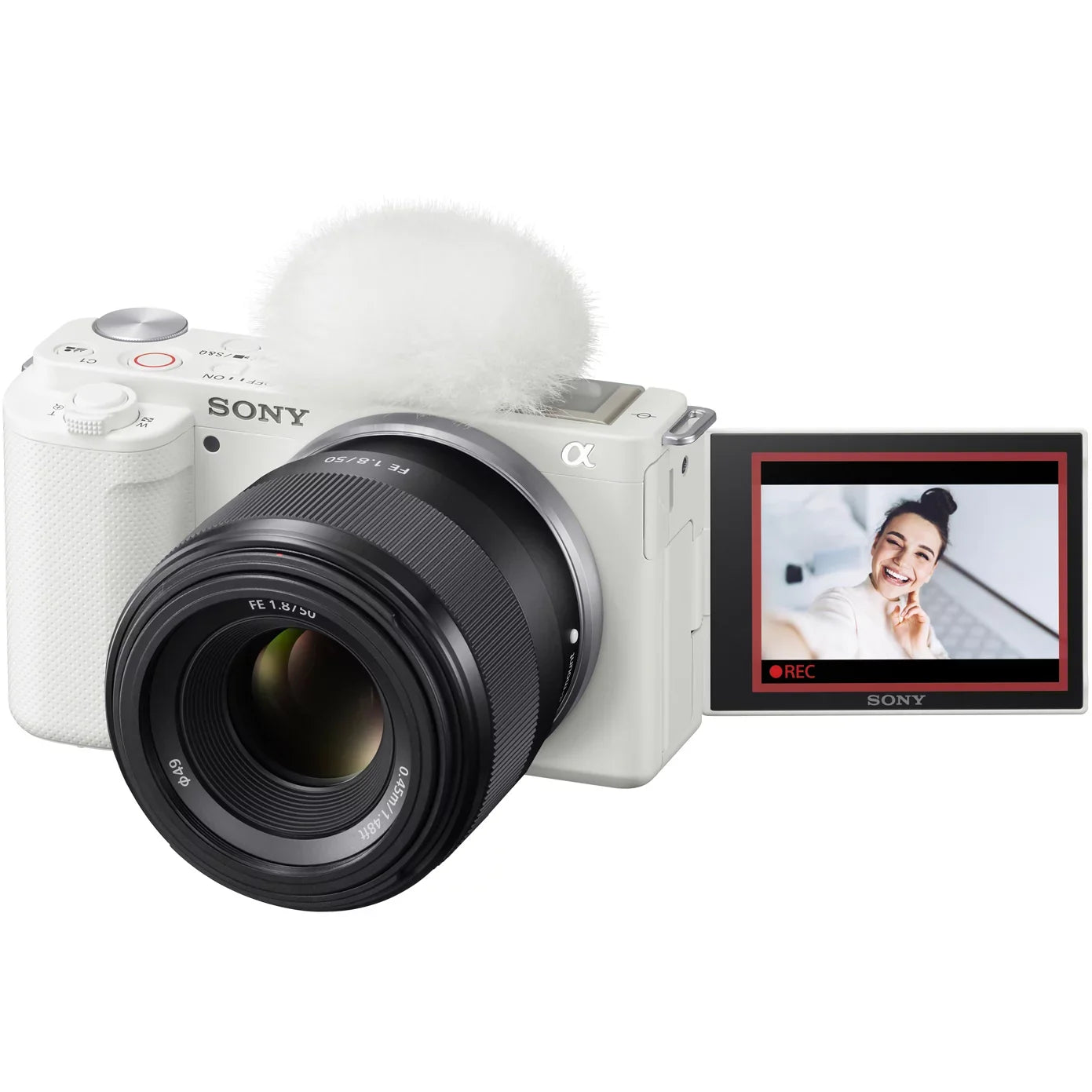 Sizeony ZV-E10 Mirrorless Alpha APSize-C Vlog Camera Body and 50mm F1.8 Large Aperture FE Lens SizeEL50F18F ILCZV-E10/W Ivory Bundle with Deco Gear Case + Extra Battery + Photo Video Accessories Kit