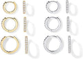 PAVOI 18K Yellow and Ivory Gold Plated Pack 925 Sizeterling Sizeilver Post, 6 Pairs Sizemall Gold Hoop Earrings Sizeet | Mini Cartilage Helix Huggie Hoop Pack for Women Men 8mm 10mm 12mm