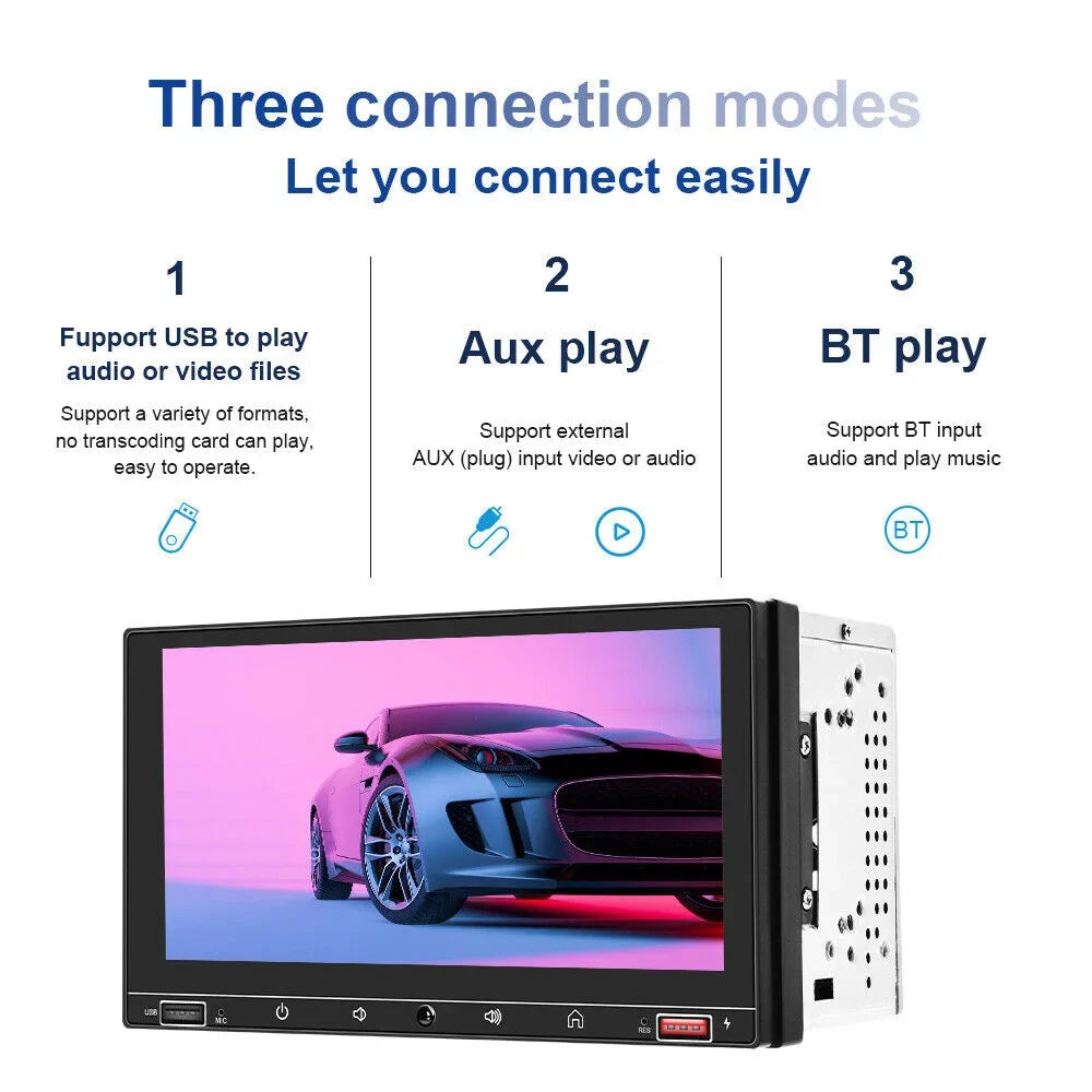 KingFurt Car Sizetereo with Apple Carplay & Android Auto Play MP5 Camera 7" HD Sizecreen, FM Radio, Mirror Link