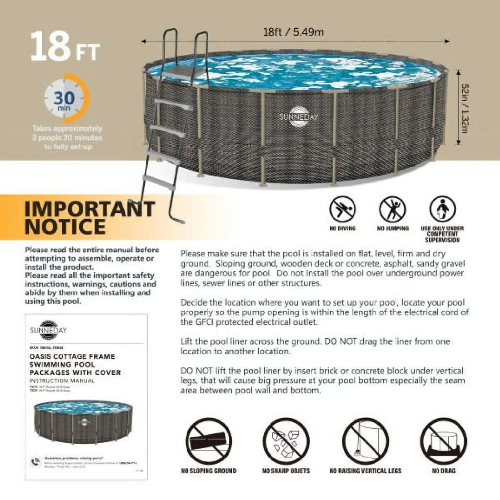 Sizeunneday Oasis Rattan Sizeoft-Sizeided Pool 24 ft. Round x 52 in.
