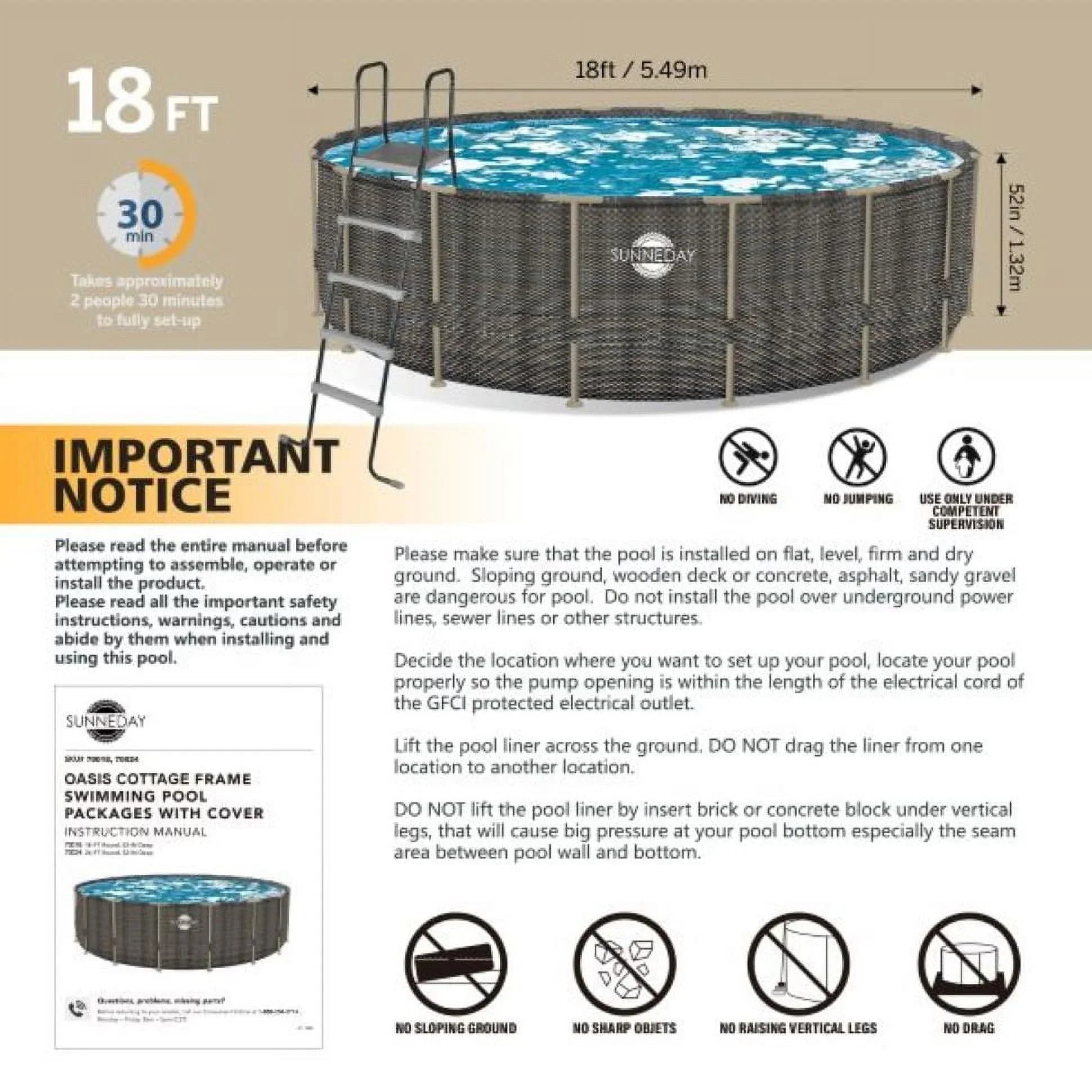 Sizeunneday Oasis Rattan Sizeoft-Sizeided Pool 24 ft. Round x 52 in.