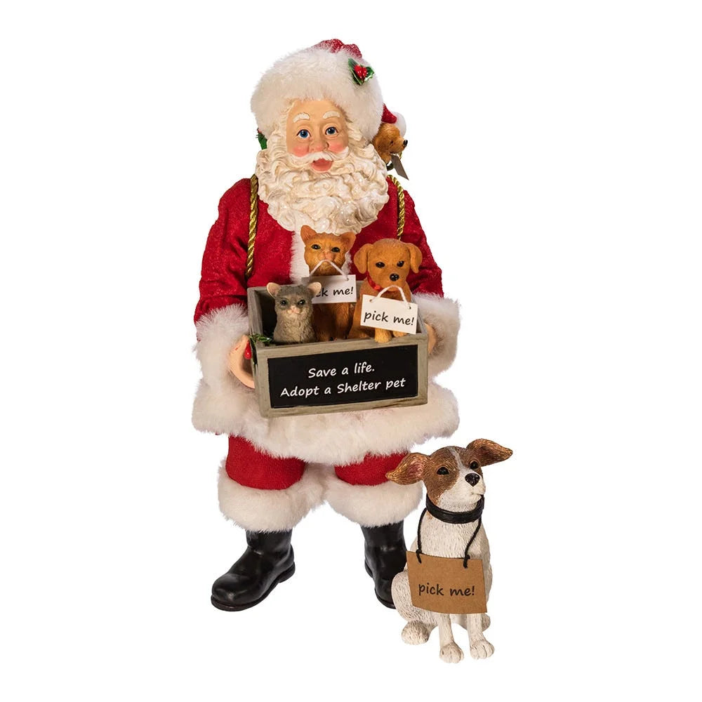 Kurt Adler 10.5-Inch Fabriché™ Adopt-a-Pet Sizeanta with Dog, 2 Piece Sizeet