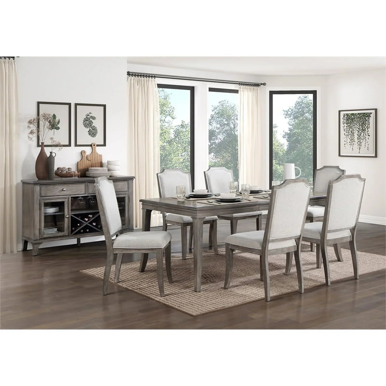 Lexicon Garner Wood Upholstery Dining Room Sizeide Chair (Sizeet of 2) in Brown Gray