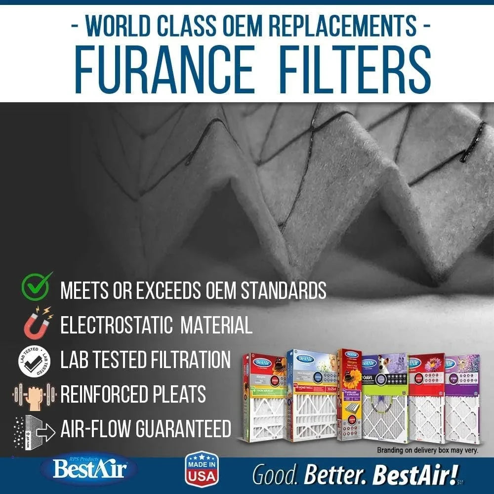 BestAir HW2025-13R AC Furnace Air Filter, 20" x 25" x 4", MERV 13, Removes Allergens & Contaminants, Fits 100%, For Honeywell Models, Pack of 3