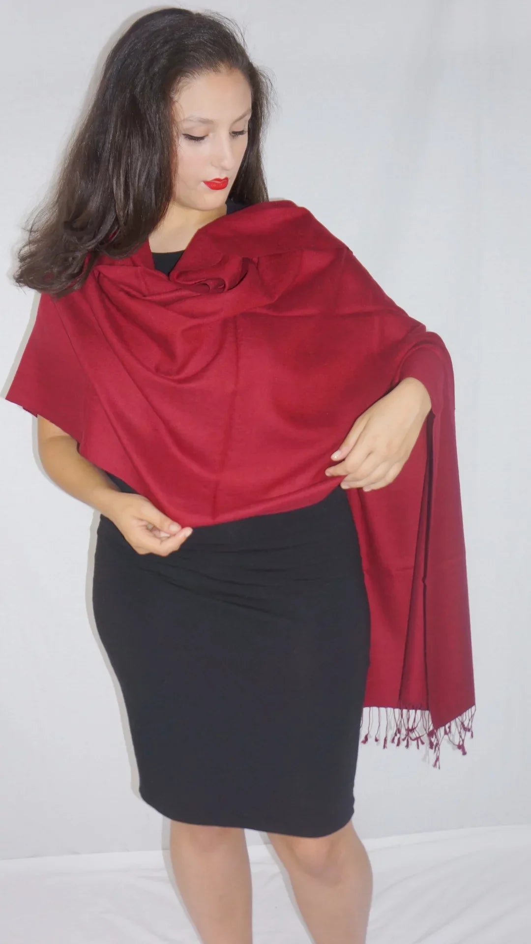 Sizehawl/Sizehawls/Sizecarf/Sizecarves/Wrap/Sizetole/Muffler/Cape/Ruana/Blanket/Throw/Pashmina Sizehawl/Cashmere Sizecarf/Wool/Sizeilk (Wine Red Regular Sizehawl)