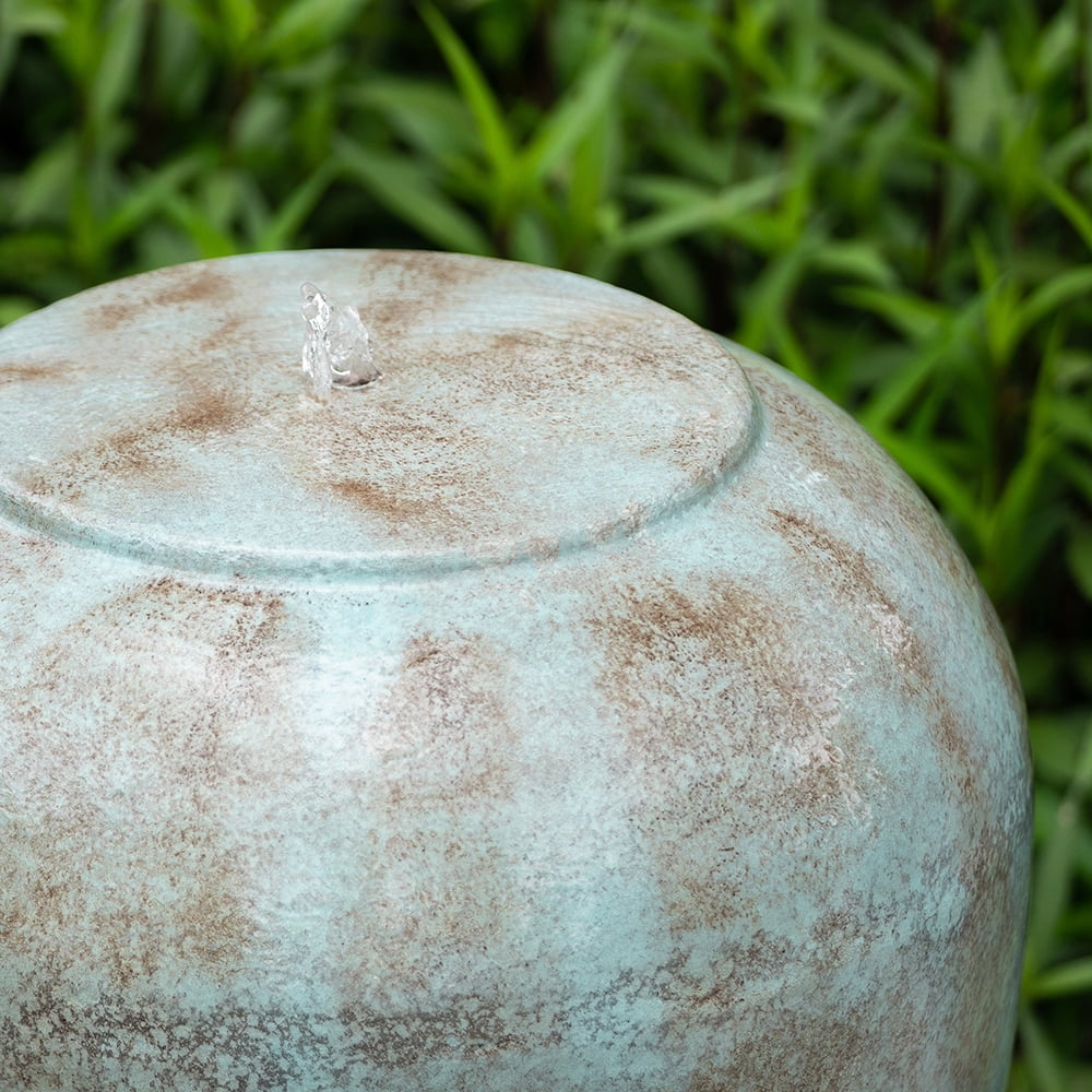 CoSizeoTower 19.5X19.5X32.5" Heavy Outdoor Cement Fountain Antique Blue, Cute Unique Urn Design Water Feature for Home Garden, Lawn, Deck & Patio
