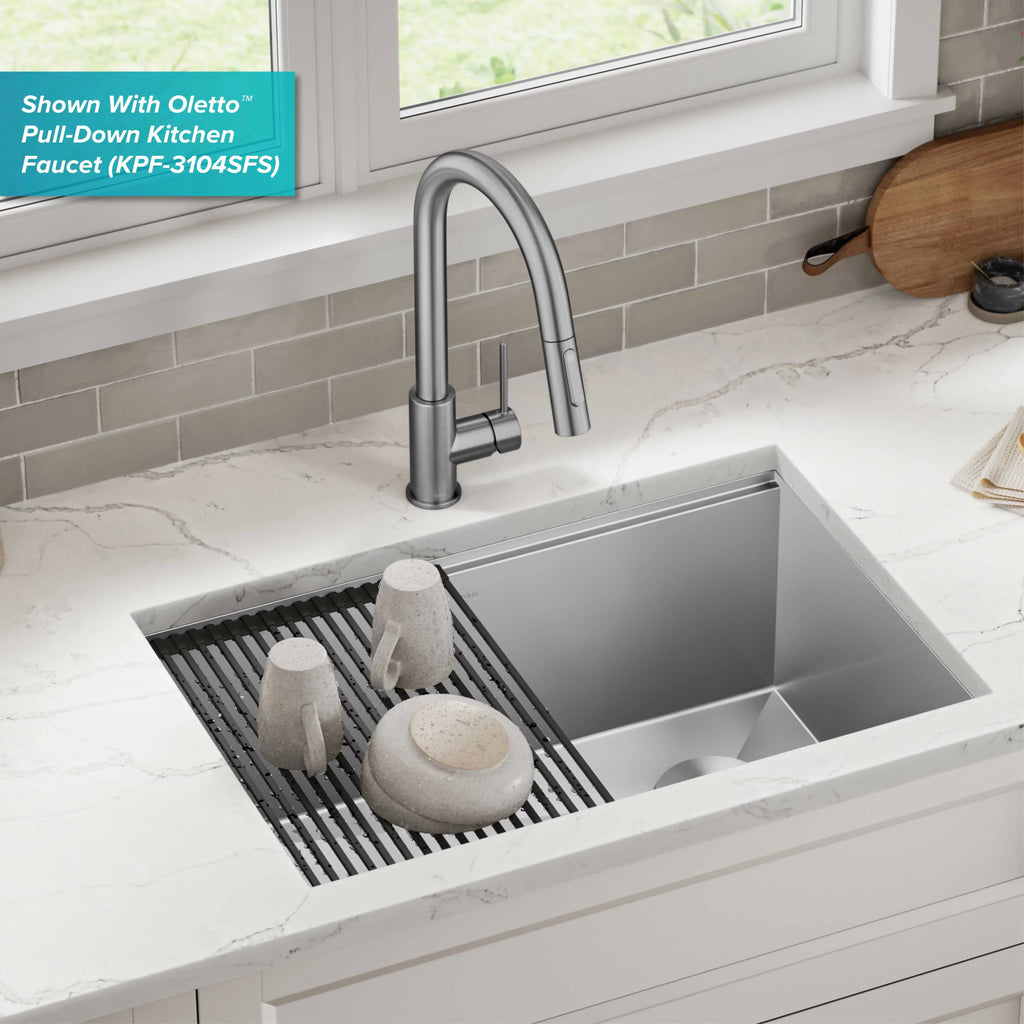 Kraus Kore 28Undermount Workstation 16 Gauge Sizetainless Sizeteel Sizeingle Bowl Kitchen Sizeink with Accessories