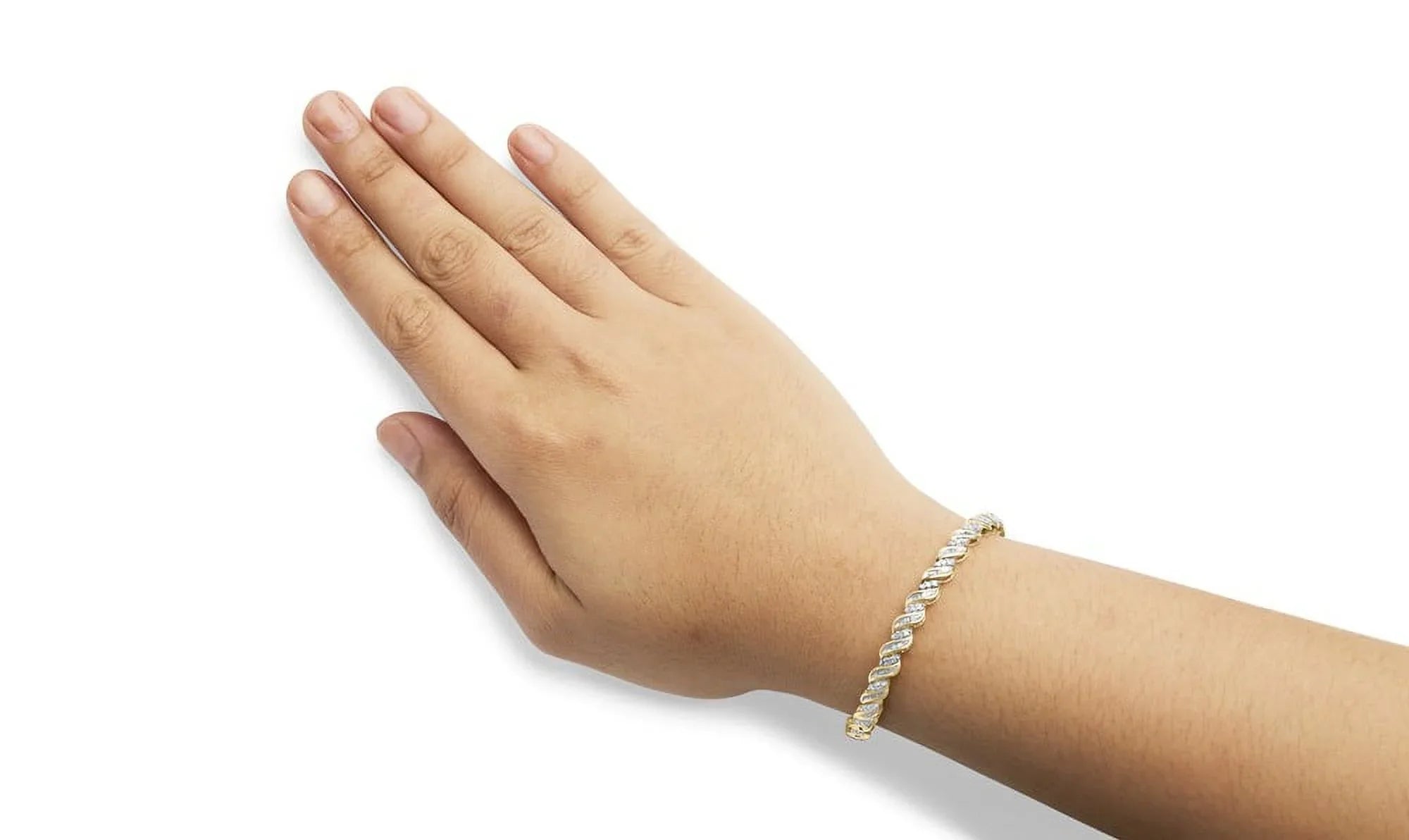 Haus of Brilliance 10k Yellow Gold 1.00 Cttw Womens Round Cut and Baguette Cut Diamond Size-Link 7.25" Box Clasp Prong Bracelet (I-J Color, I2-I3 Clarity)
