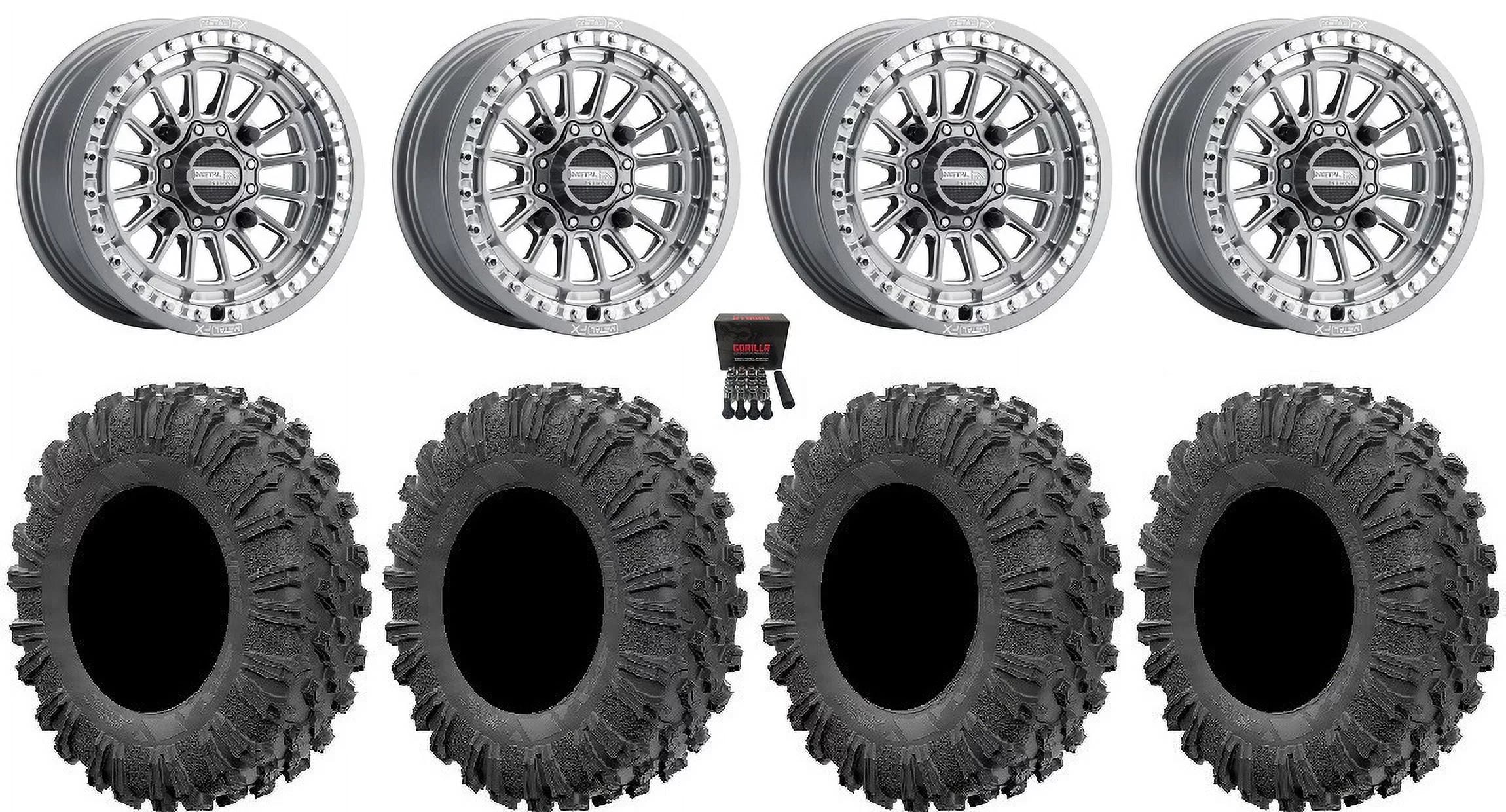 MetalFX Delta Bdlk CC 15" Wheels Gm 32" MotoRavage Tires Polaris RZR XP 1000 / PRO XP / Ranger XP 900/1000
