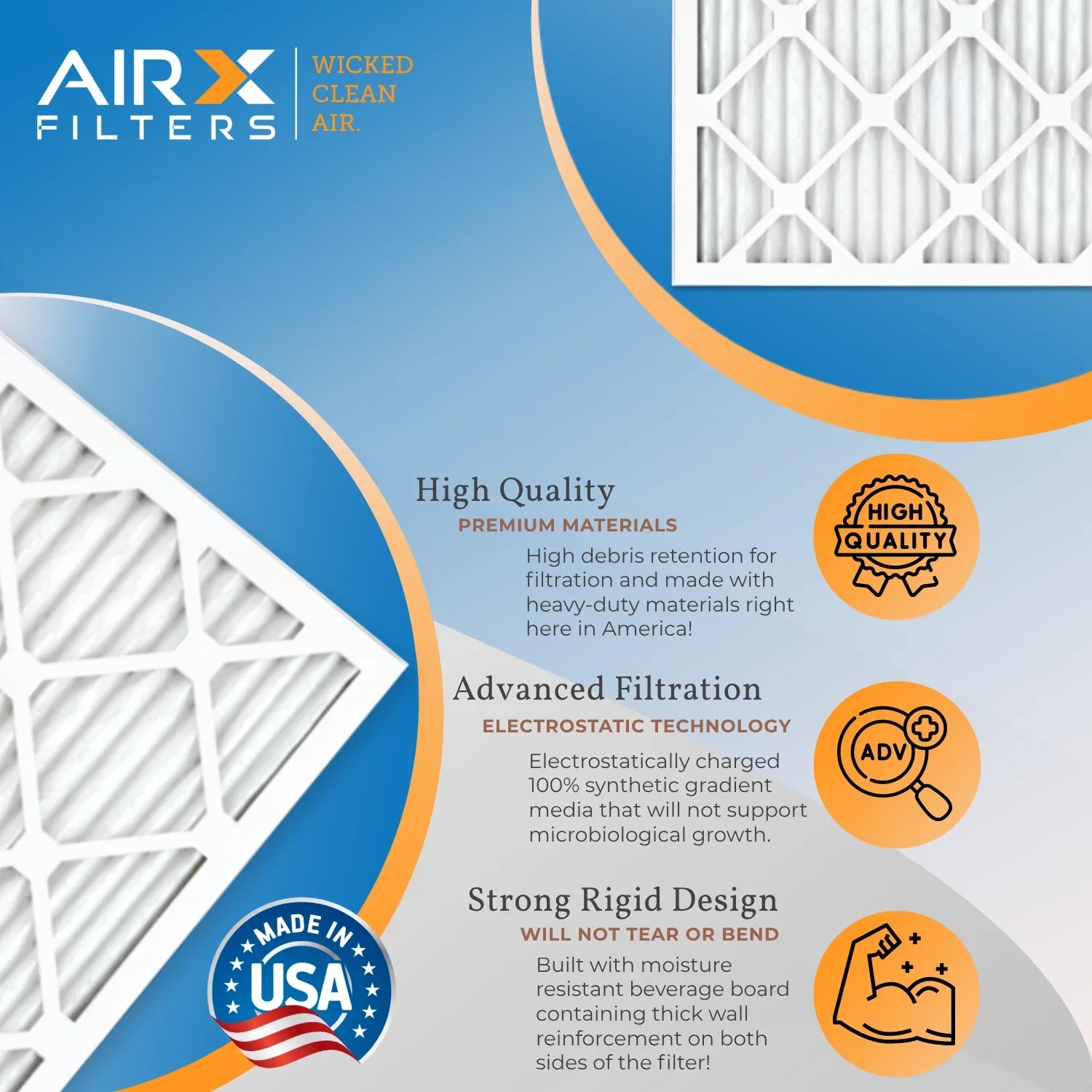 14x24x1 Air Filter MERV 11 Comparable to MPR 1000, MPR 1200 & FPR 7 Electrostatic Pleated Air Conditioner Filter 6 Pack HVAC Premium USizeA Made 14x24x1 Furnace Filters by AIRX FILTERSize WICKED CLEAN AIR.