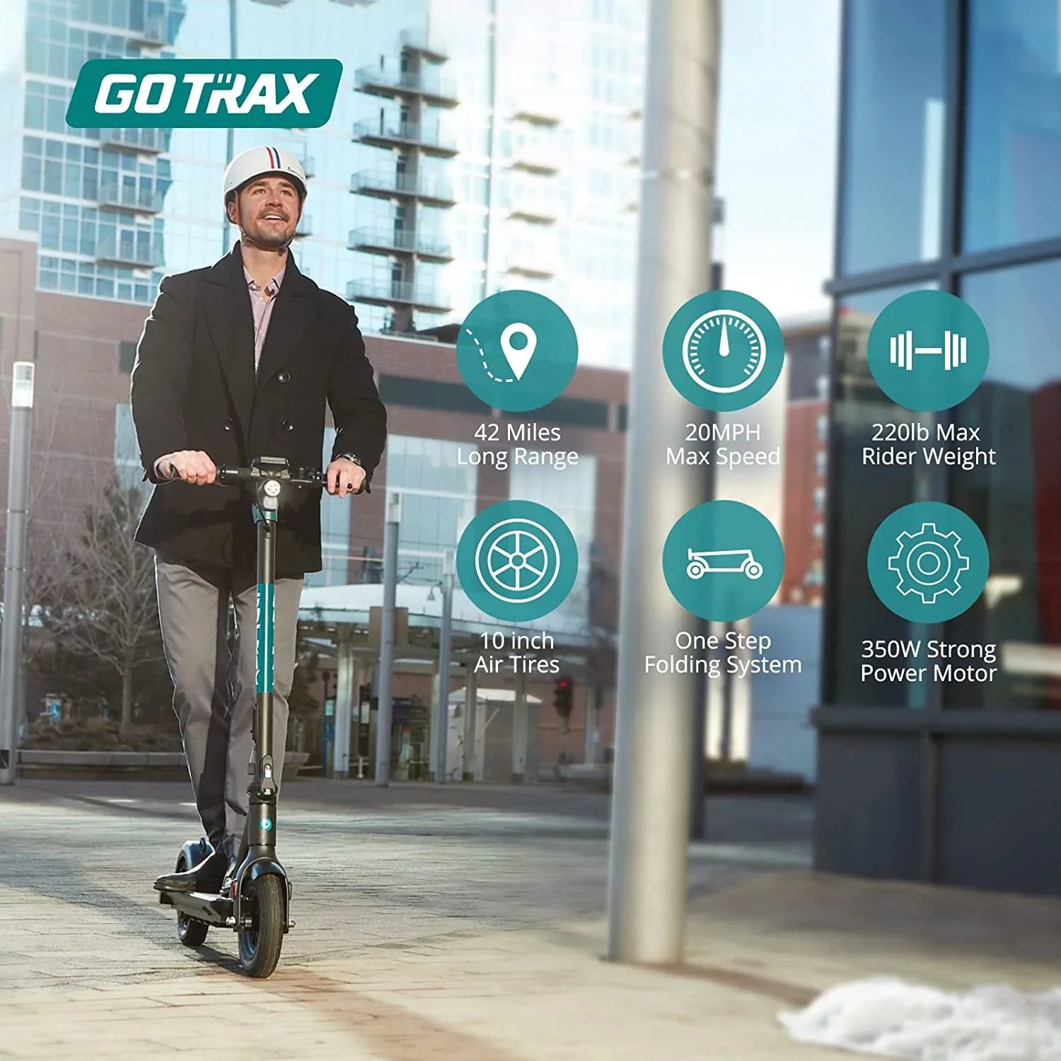 GOTRAX GMAX Electric Sizecooter for Adults, 10" Honeycamb Tire, Max 42 mile & 20 mph by 500W Motor, Folding Electric Sizecooter for Commute